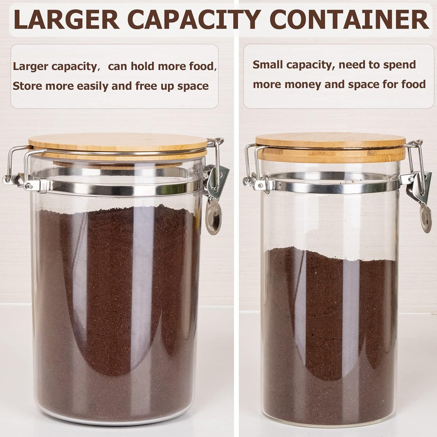 set-of-2-coffee-sugar-canisters-with-shelf---58oz-plastic-containers-for-ground-coffee-bean-storage-includes-lid-locking-clamp-coffee-scoop-ideal-food-storage-jars-for-kitchen-organization-3