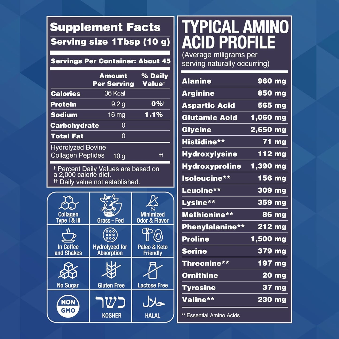 premium-collagen-peptides-powder-protein---16oz-45-servings---skin-bone-joint-support---type-i-iii-grass-fed-supplements---keto-friendly-amino-acids-for-men-and-women-8