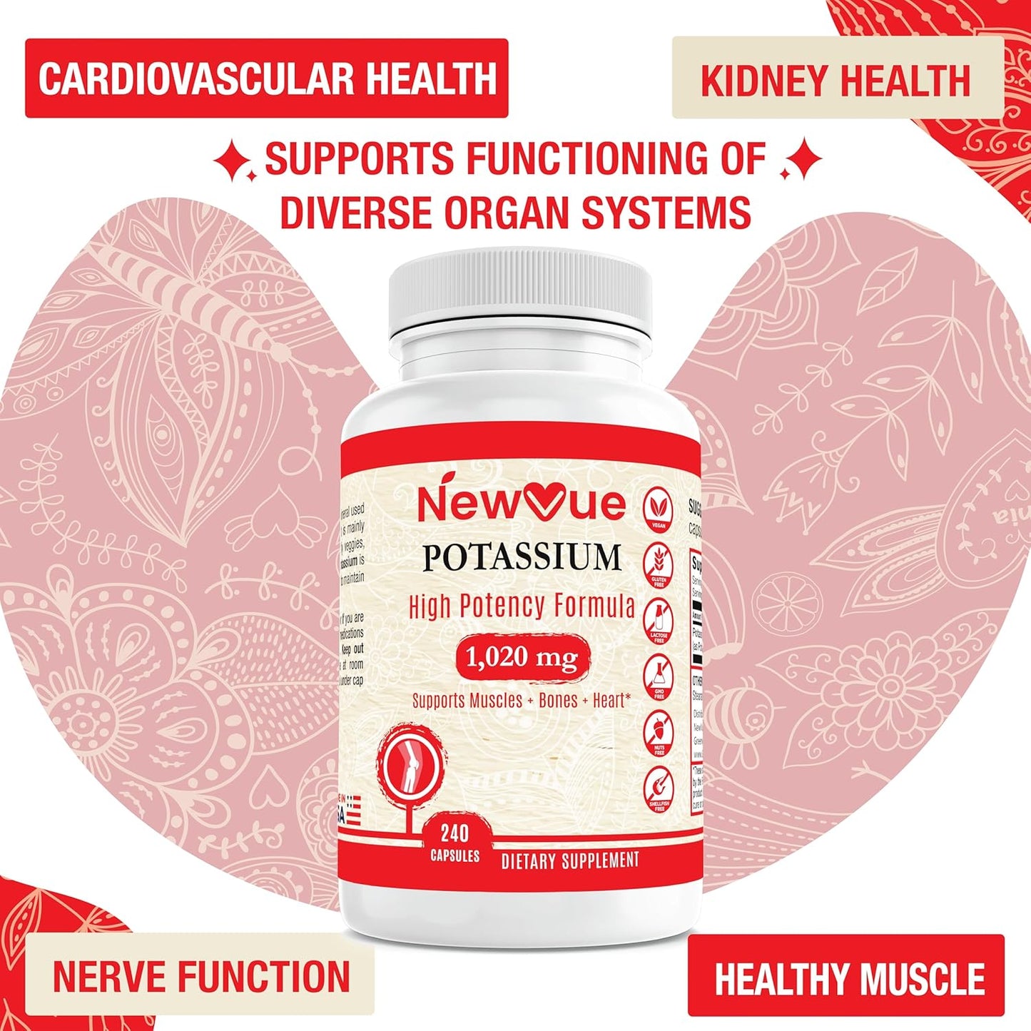 NewVue Payment Tree Potassium Supplement - 1020mg, 120 Servings, 240 Capsules - Espot.com.au