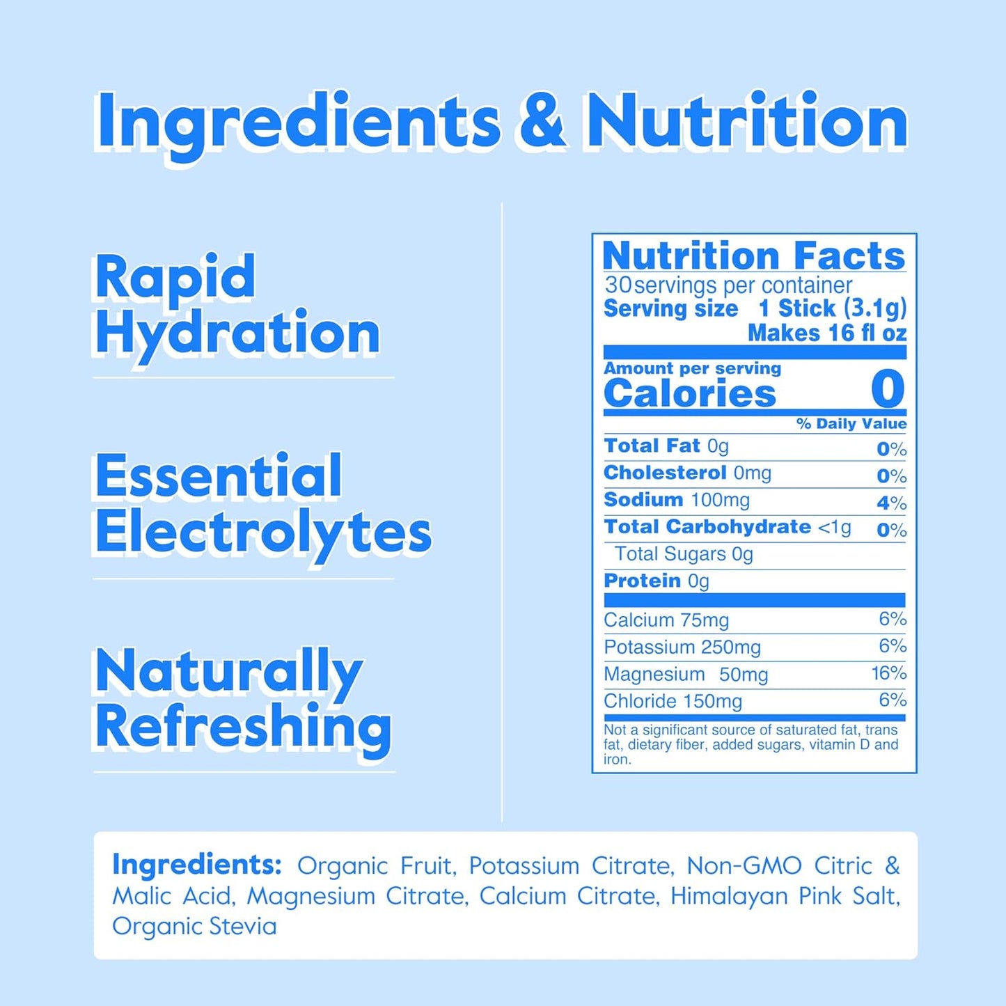 Organic Electrolyte Powder Packets - Sugar-Free Hydration Packets - Zero Calorie - Daily Fruit Liquid IV Hydrate Packets - Dehydration Relief - Rehydration - Variety 30 Pack - Espot.com.au