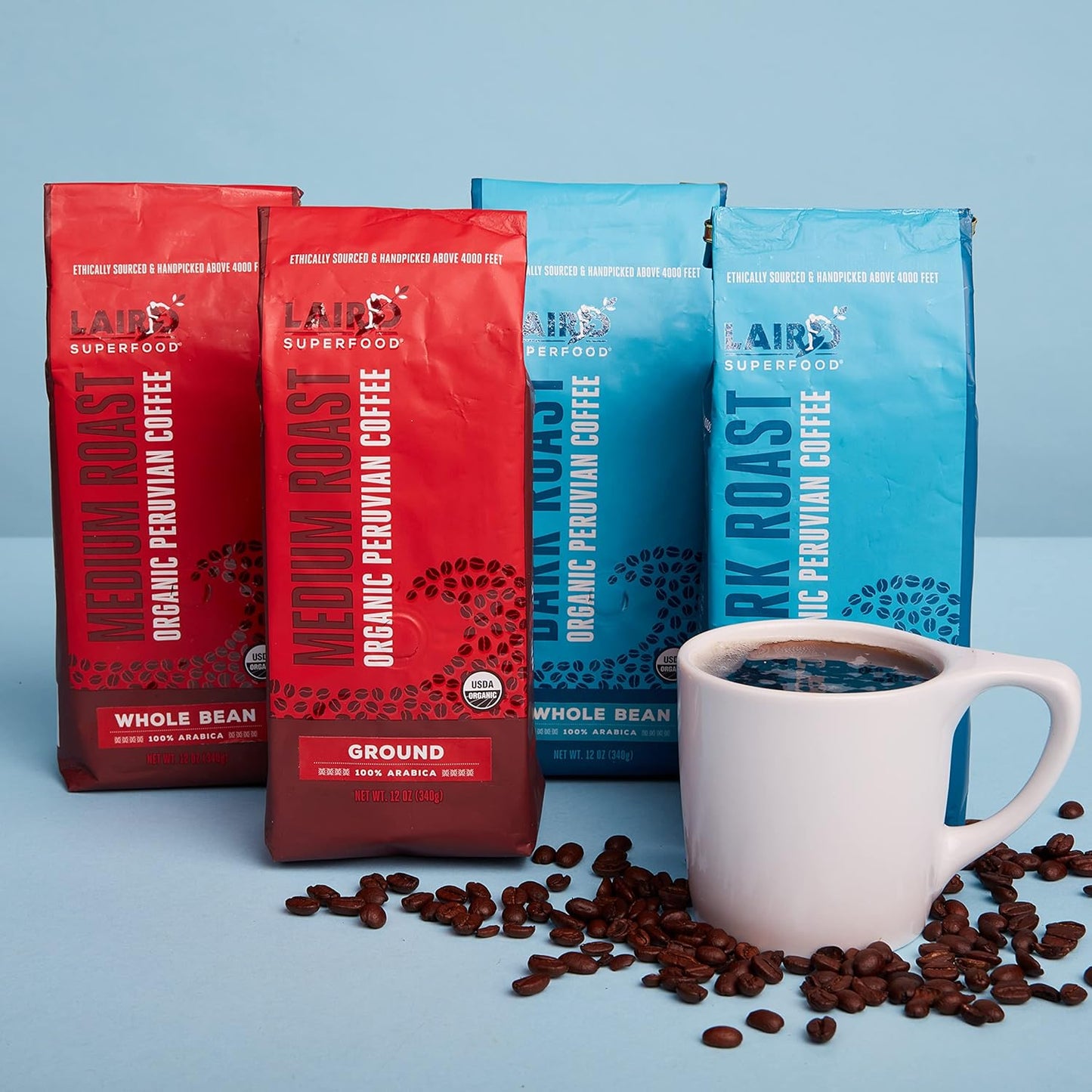 Laird Superfood Peruvian Medium Roast Decaf Ground Coffee - Chemical-Free Swiss Water Process, Gluten-Free Dairy-Free Non-GMO - 12 oz. Bag - Espot.com.au