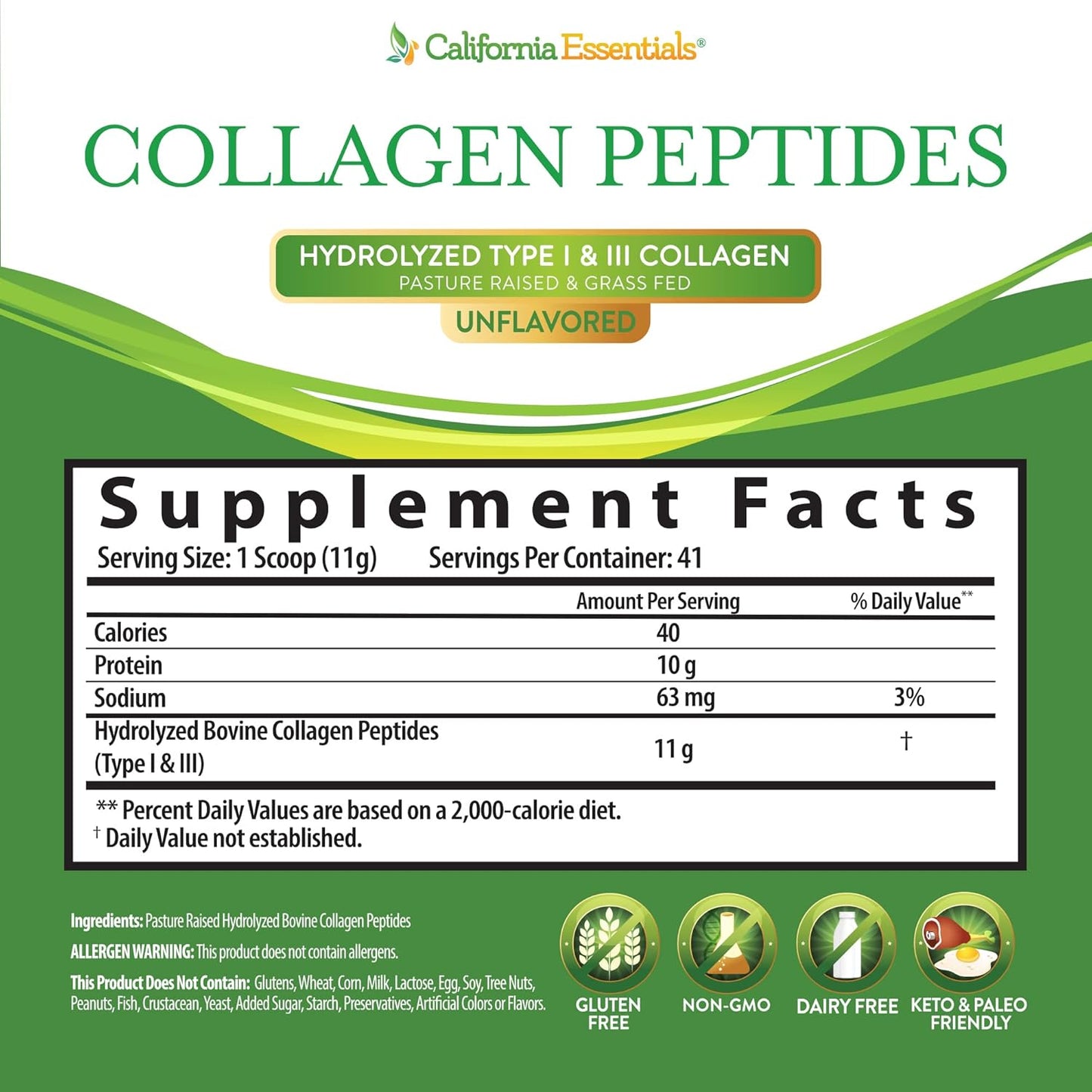 california-essentials-collagen-peptides-16oz---hydrolyzed-type-i-iii-protein-powder-for-skin-hair-nails-joints---unflavored-supplement-gluten-free-non-gmo-4