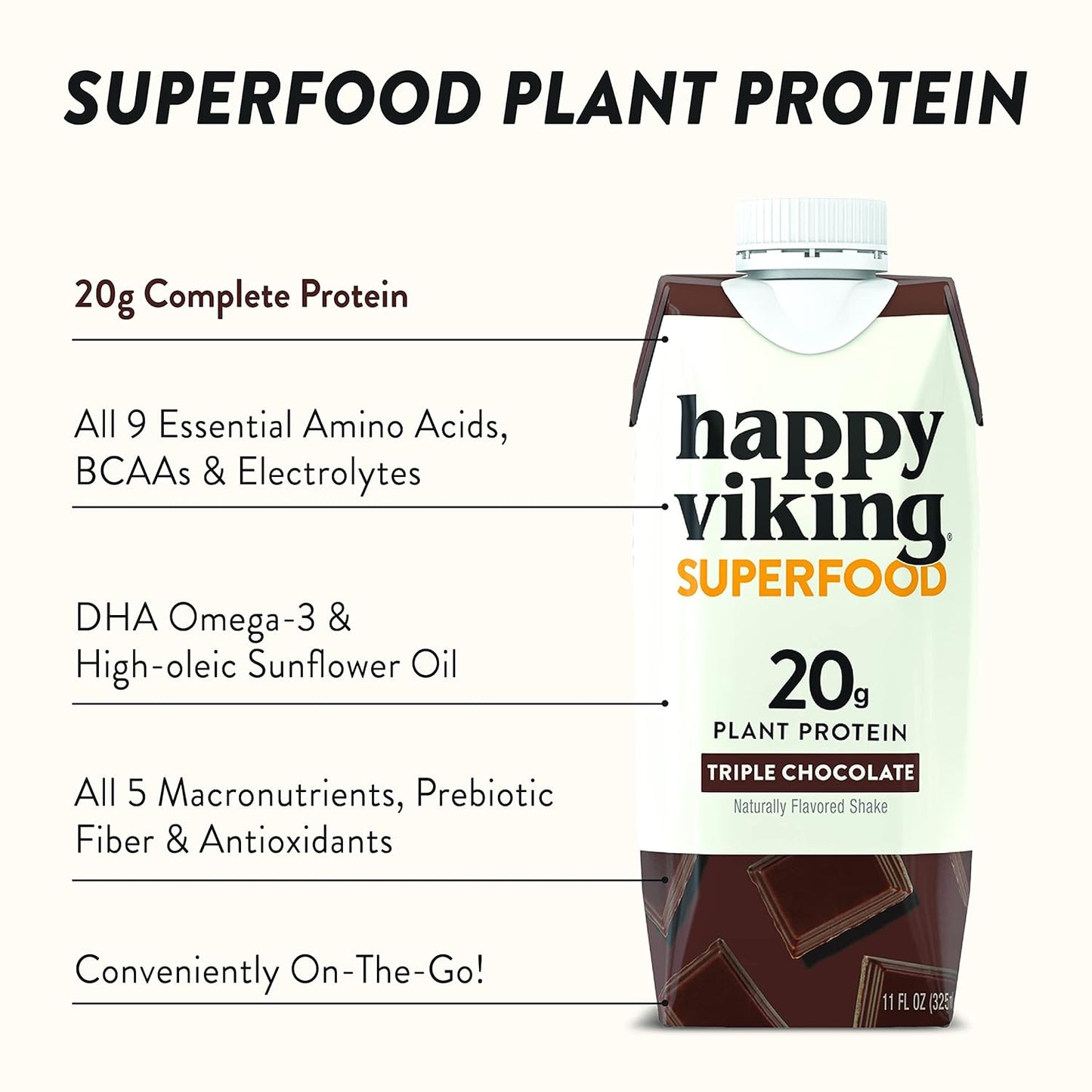 venus-williams-happy-viking-chocolate-vegan-plant-protein-shake---20g-protein-omega-3-amino-acids-bcaas-gluten-free-non-gmo---pack-of-12-11oz-4