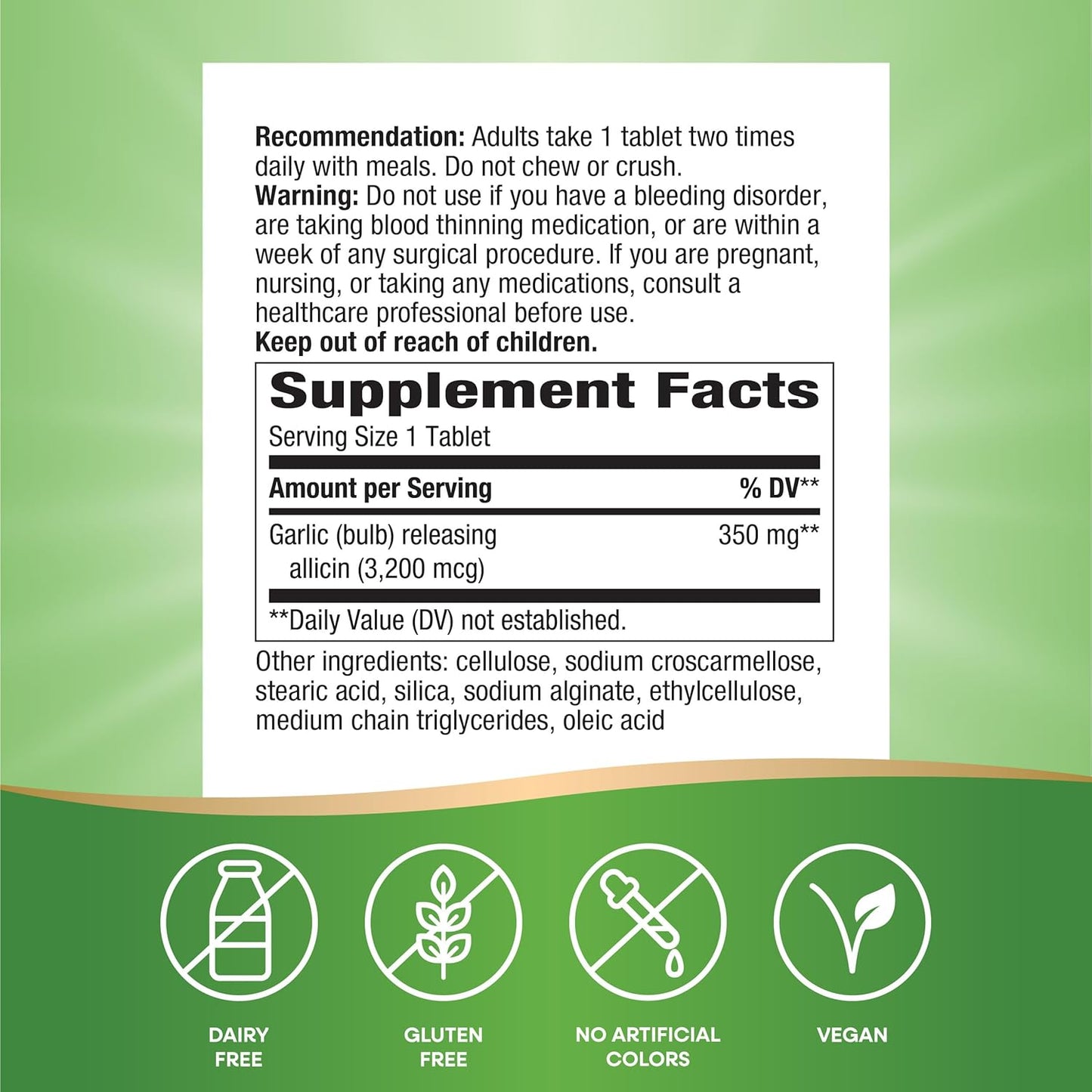 Nature's Way Garlicin Cardio Tablets - Premium Herbal Supplement for Healthy Circulation, Vegan, 180 Count - Espot.com.au