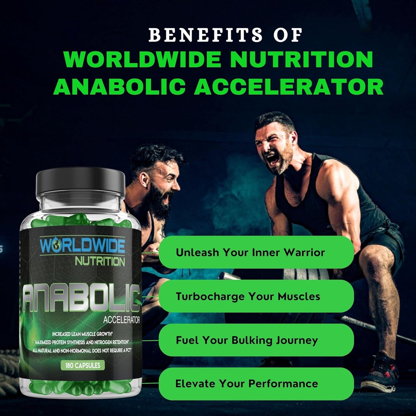 Anabolic Accelerator Vitamin Supplement for Men - Boost Growth, Strength & Energy - Muscle Builder & Cortisol Blocker - 180 Count - Espot.com.au