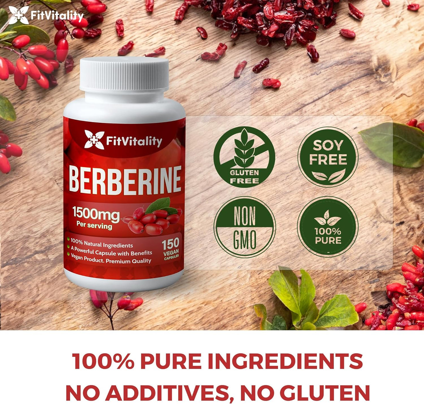 High Strength Berberine Supplement - 1500mg Per Serving, 150 Capsules - Immune System Support - Non-GMO, Gluten-Free - Pure Berberine Extract - Espot.com.au
