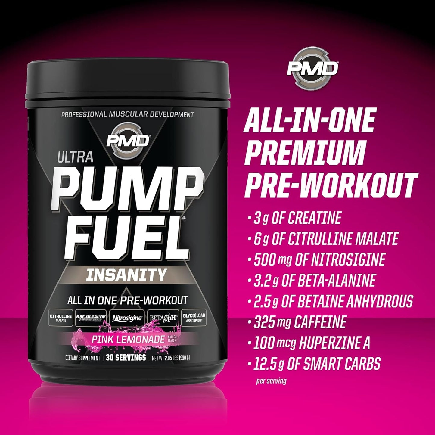 pmd-sports-ultra-pump-fuel-insanity-pre-workout-drink-mix---energy-strength-endurance-recovery---complex-carbs-amino-energy---electric-pink-lemonade-7