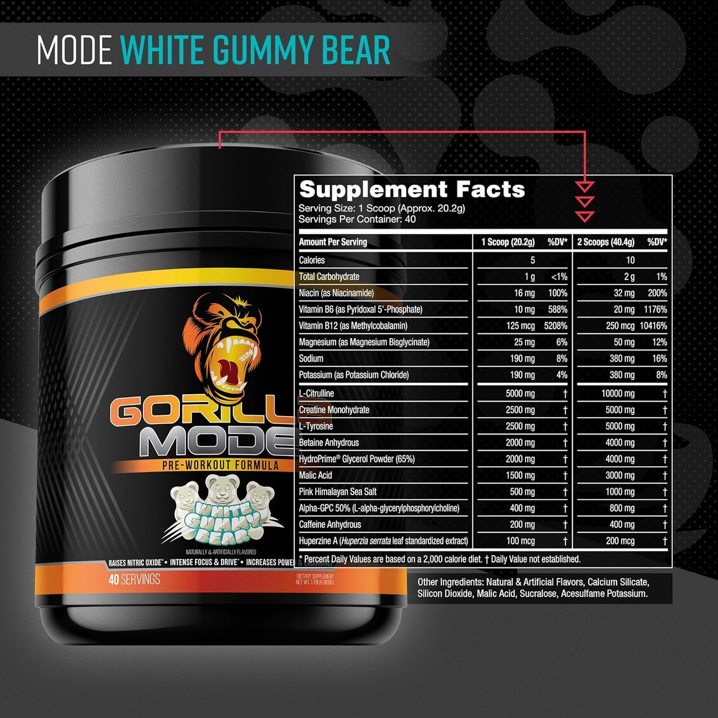 gorilla-mind-pre-workout-supplement-808g---boost-energy-focus-and-power-with-l-citrulline-creatine-and-caffeine---white-gummy-bear-flavor-2