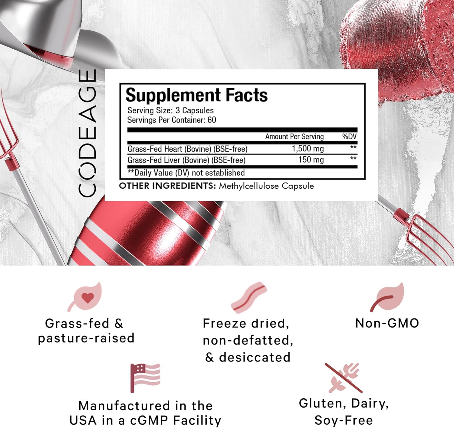 freeze-dried-grass-fed-beef-heart-supplement---non-defatted-bovine-meat-liver-capsules---heart-vitamins---non-gmo---180-count-2