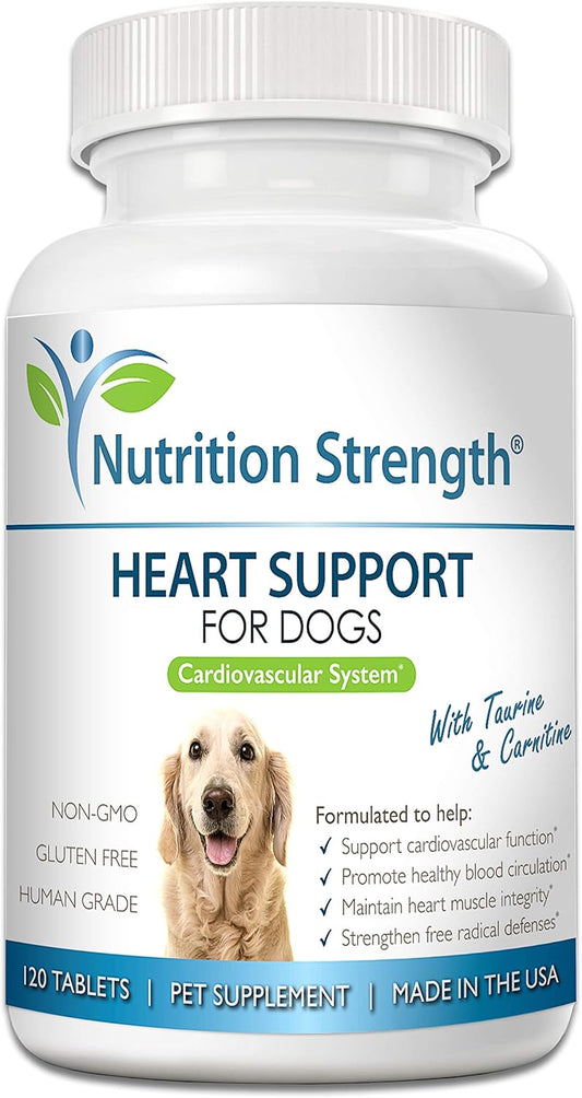 Dog Heart Health Supplement with Taurine & Carnitine for Cardiovascular Support - 120 Chewable Tablets to Promote Blood Circulation and Heart Muscle Integrity - Espot.com.au