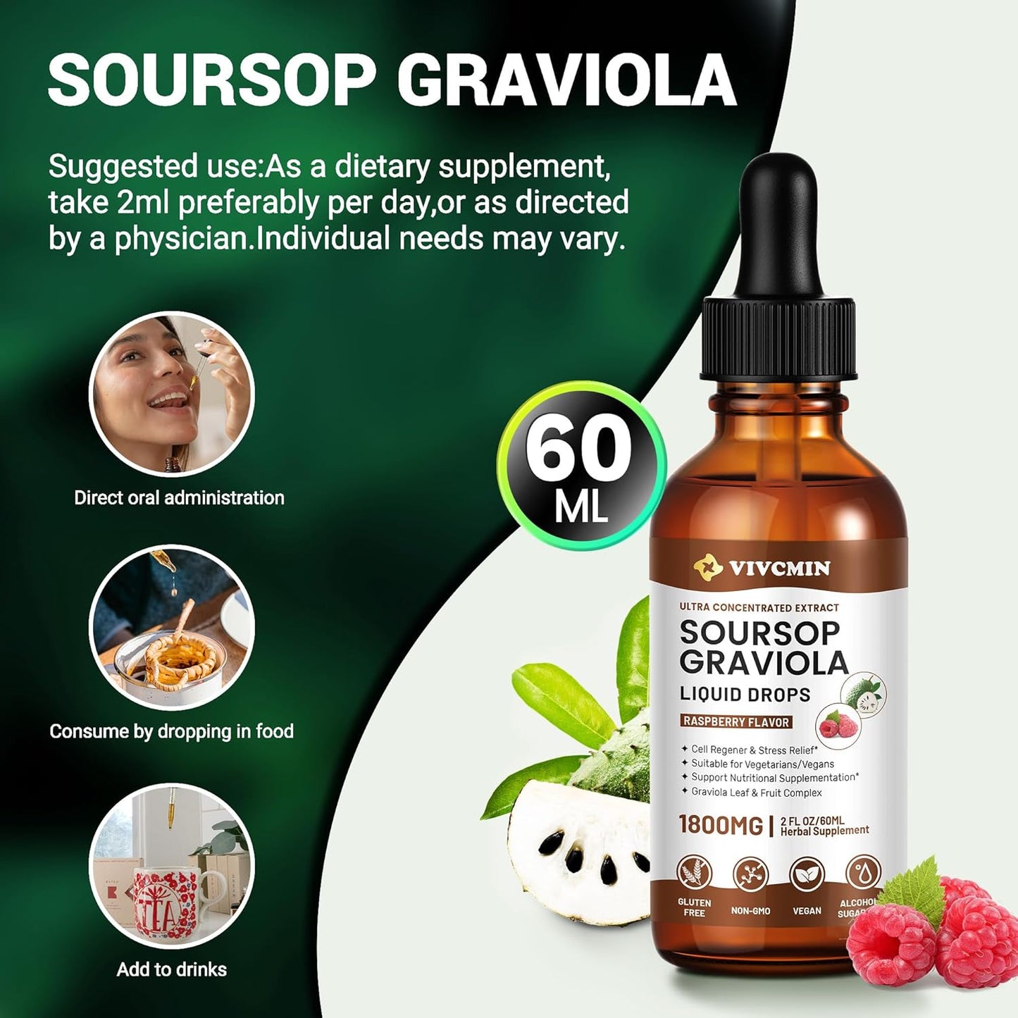 vivcmin-graviola-soursop-leaf-extract-liquid---immune-boost-liver-support-sleep-aid---raspberry-flavor---2-fl-oz---vegan-sugar-gluten-free-3