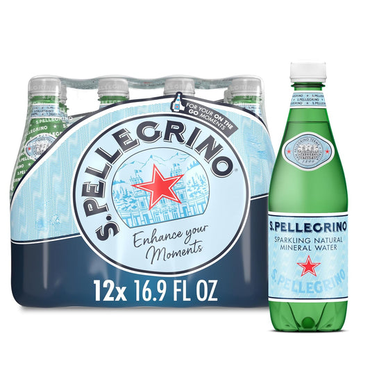 S.Pellegrino Sparkling Natural Mineral Water, 16.9 Fl Oz Plastic Bottles - Pack of 12 - Espot.com.au