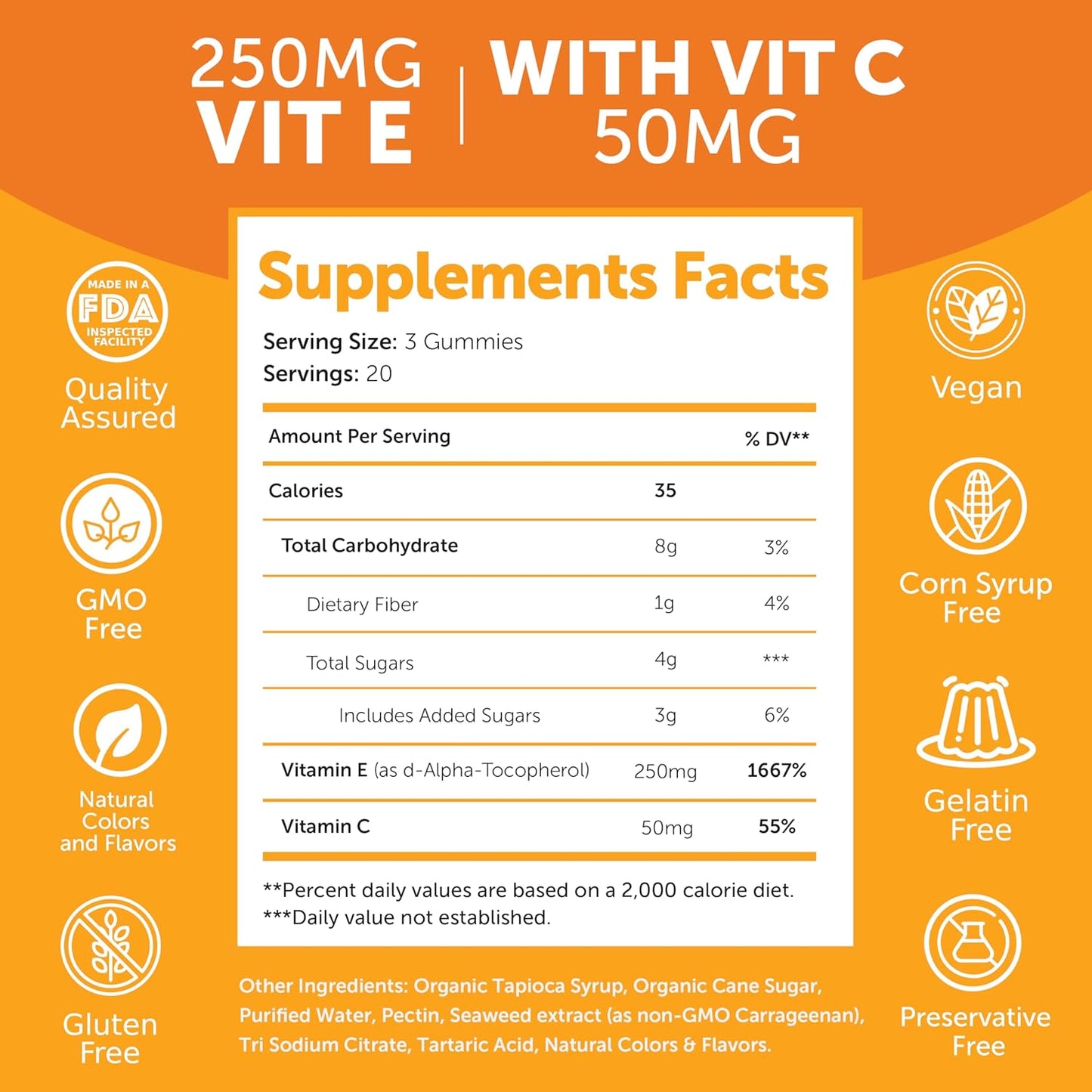 Natural Anti Aging Gummy Bundle with Collagen, Vitamin E, and Vitamin C - Non-GMO Supplements for Men & Women - 250mg VIT E - Espot.com.au