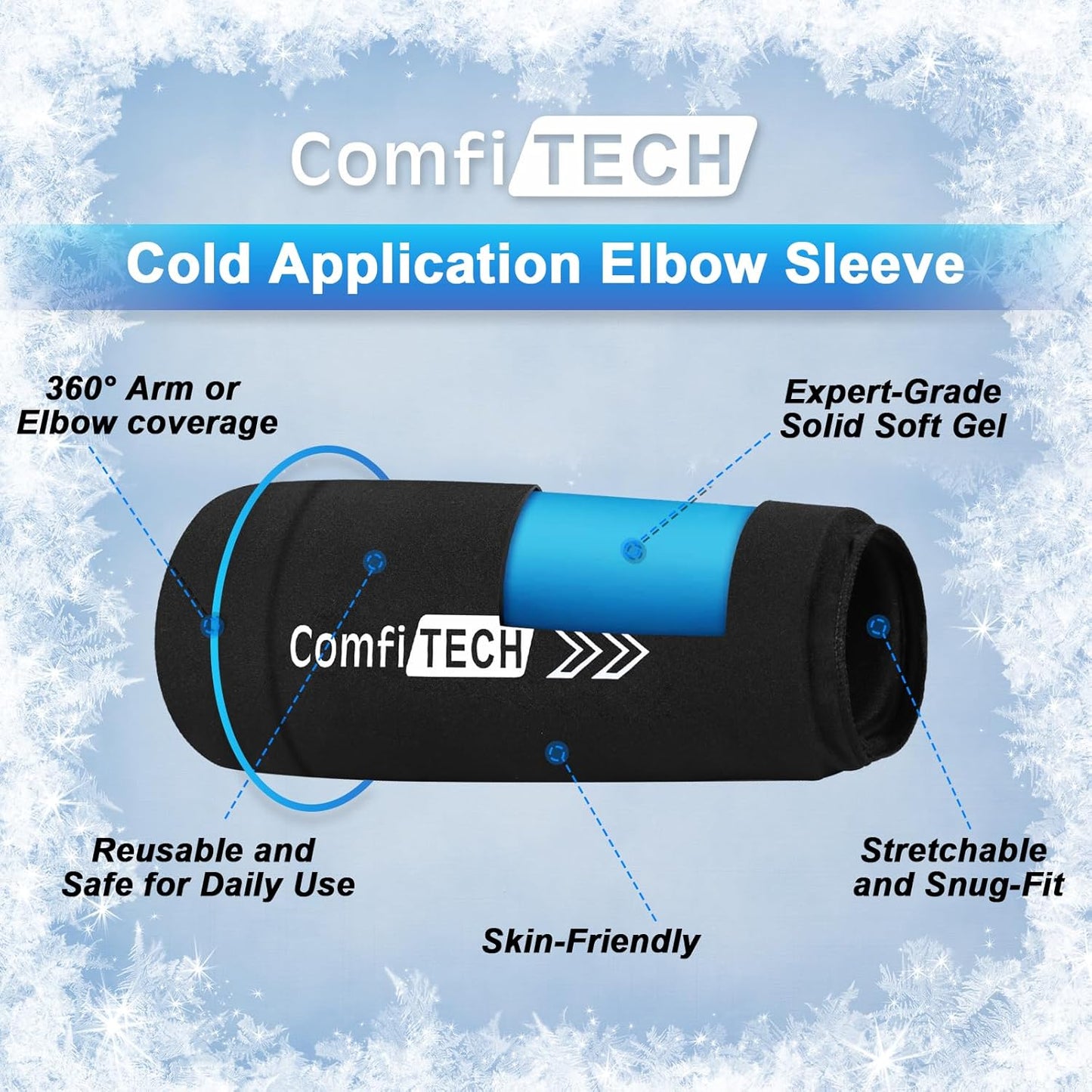 Large Comfitech Elbow Ice Pack Wrap with Tennis Golfers Sleeve for Arm and Calf - Comfortable and Effective Relief - Espot.com.au