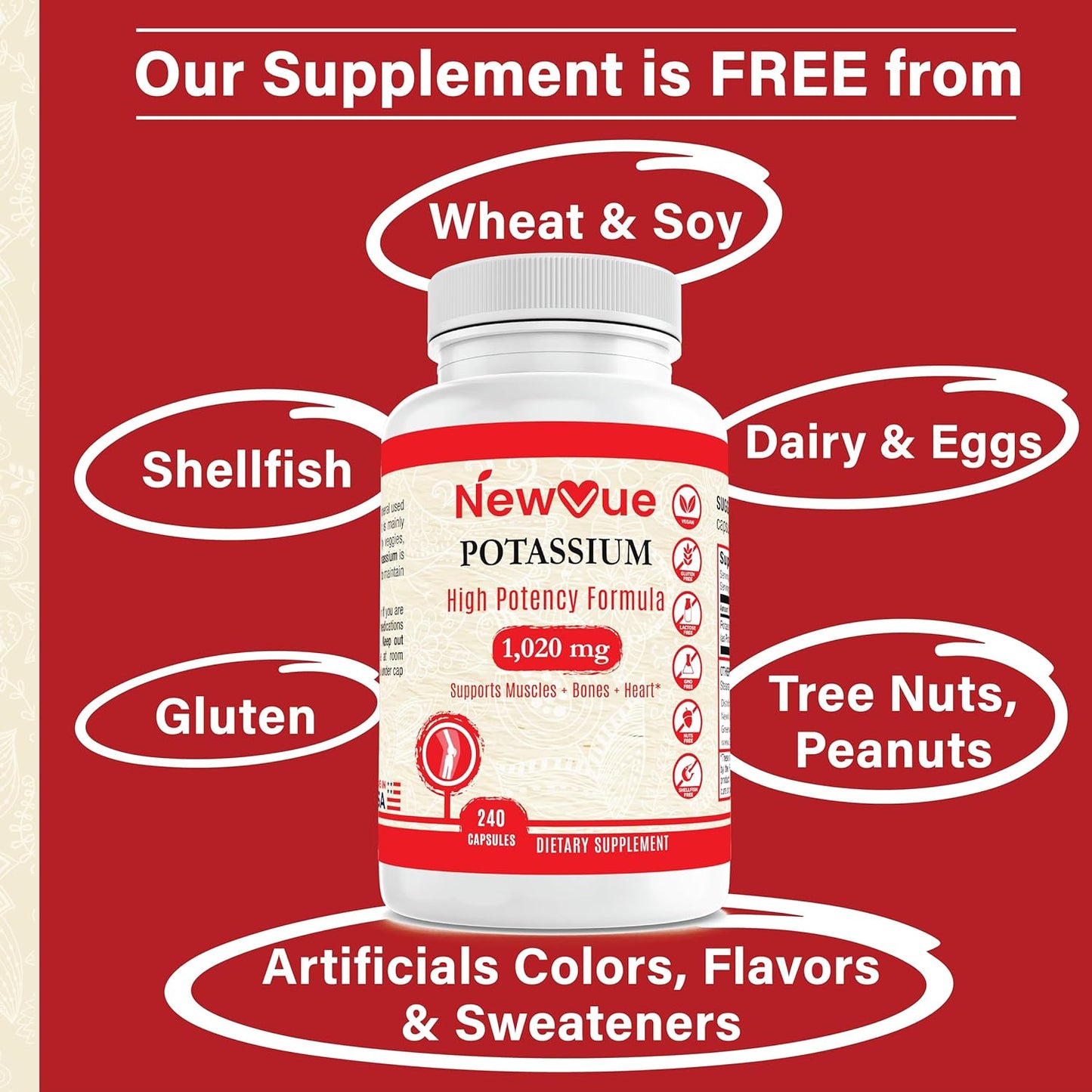 NewVue Payment Tree Potassium Supplement - 1020mg, 120 Servings, 240 Capsules - Espot.com.au