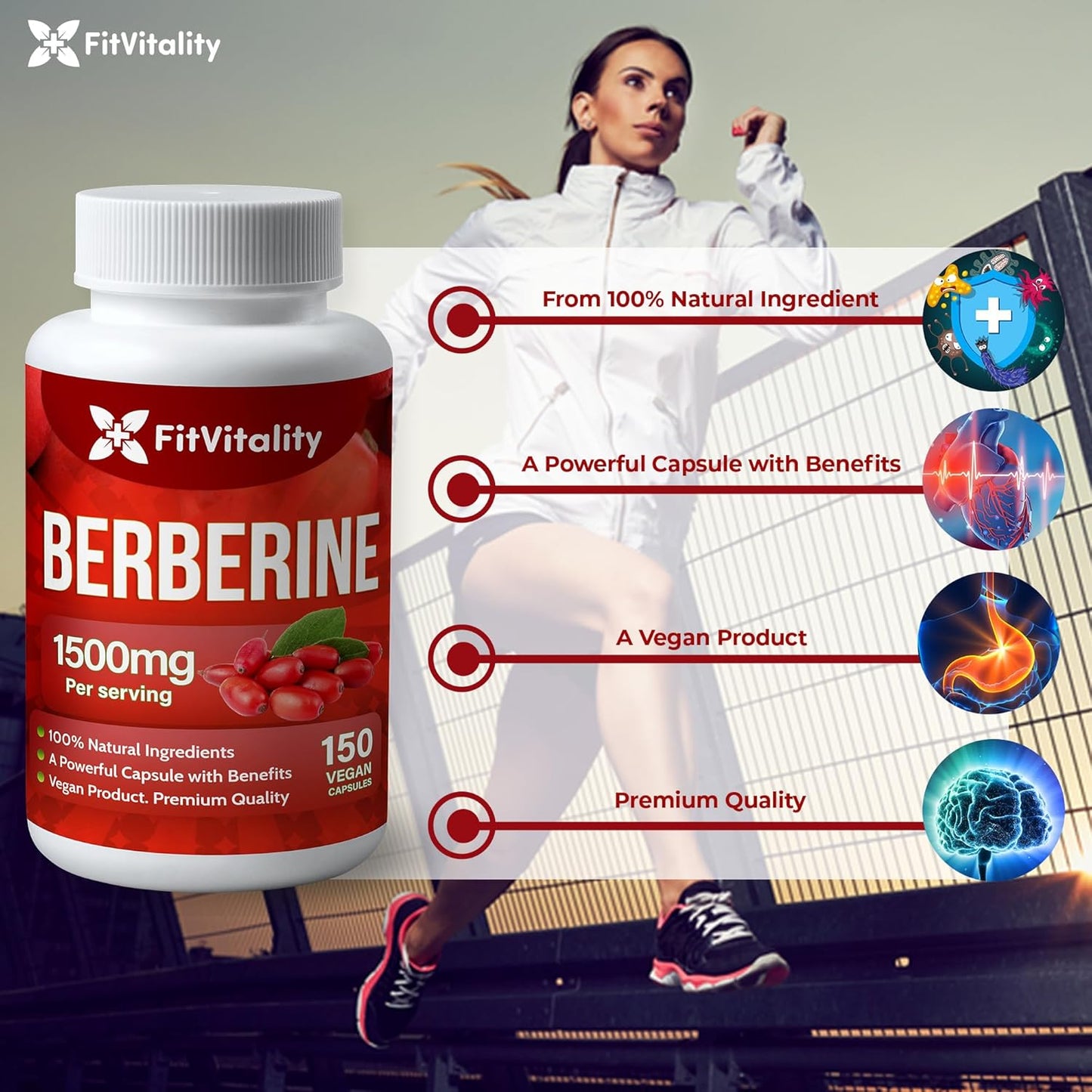 High Strength Berberine Supplement - 1500mg Per Serving, 150 Capsules - Immune System Support - Non-GMO, Gluten-Free - Pure Berberine Extract - Espot.com.au