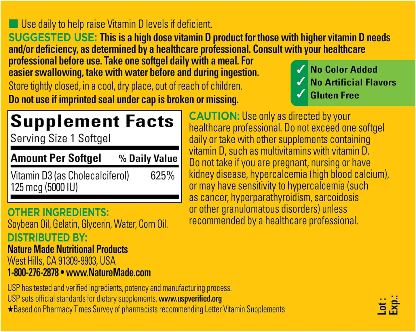 Extra Strength Vitamin D3 5000 IU Softgels for Bone, Teeth, Muscle and Immune Health Support - 360 Day Supply - Espot.com.au