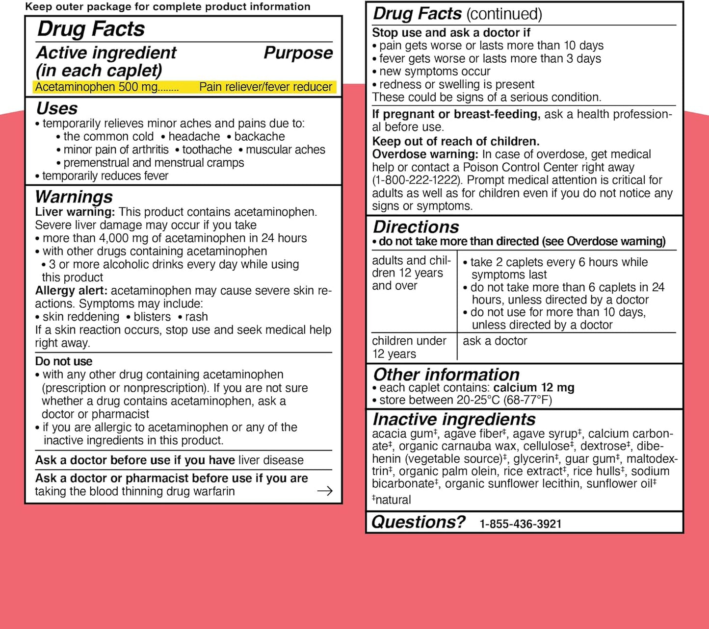 genexa-clean-acetaminophen-extra-strength-caplets---dye-free-pain-reliever---500mg-50-ct---headache-backache-toothache-relief---fever-reducer---0-artificial-additives---minor-arthritis-pain-relief-7