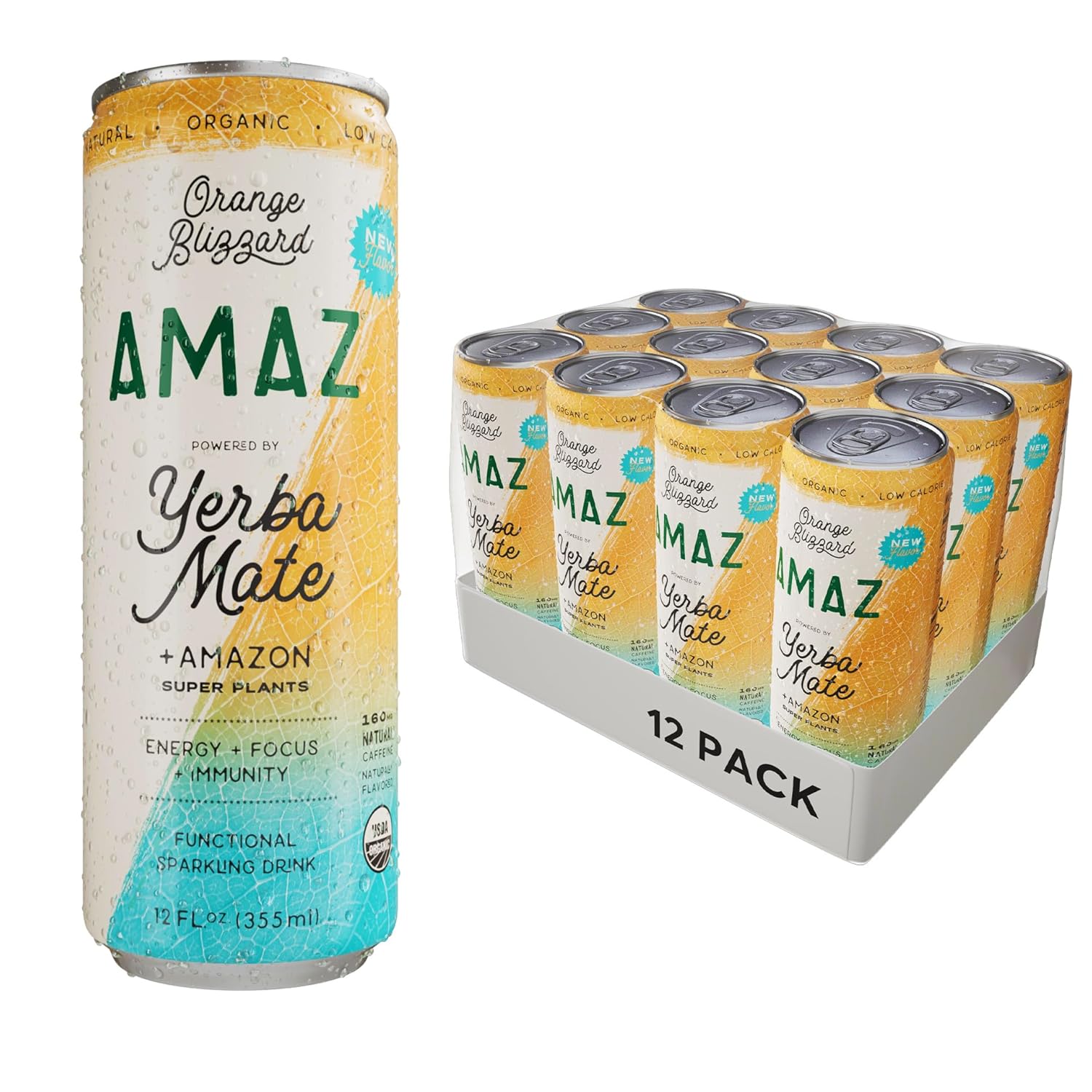 amaz-organic-sparkling-yerba-mate-super-plants-functional-drink-for-natural-energy-focus-immunity---bold-flavor-low-calorie-vegan---naturally-sweetened-with-real-juice---160mg-organic-caffeine---sustainably-sourced-orange-mint-12-pack-1