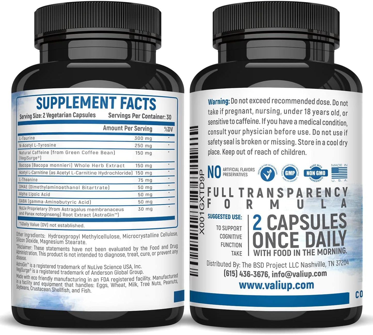 Extra Strength Brain Booster Supplement for Focus, Memory, Clarity & Energy - Nootropic Cognitive Function Support with Natural Caffeine - 60 Veggie Capsules - Espot.com.au