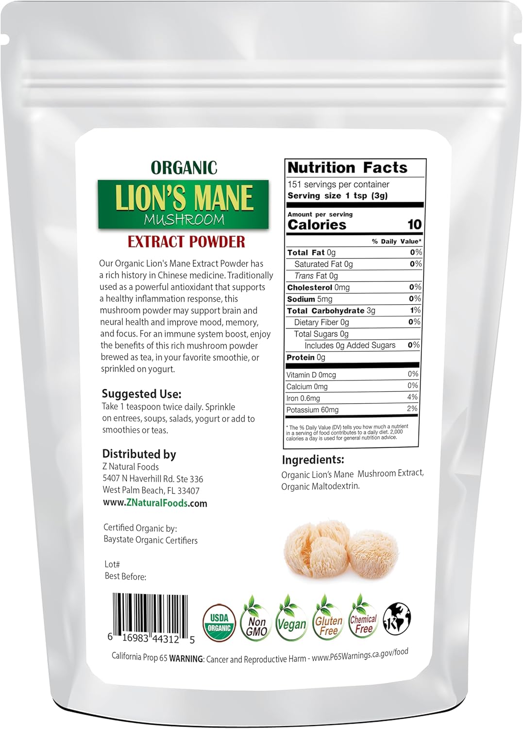organic-lions-mane-mushroom-extract-powder---vitamin-rich-superfood-for-tea-and-smoothies---non-gmo-vegan-gluten-free---1-lb-2