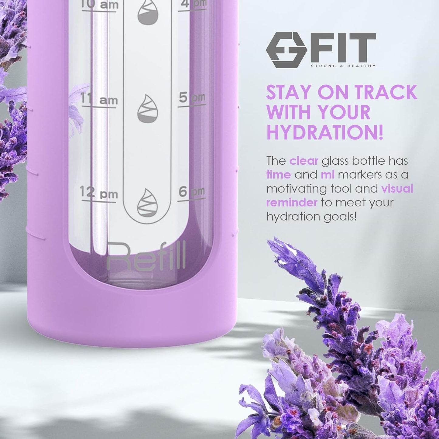 fit-strong-healthy-glass-meal-prep-containers-with-lavender-lids-4-pack-32-oz-and-water-bottle-bundle---2-3-compartment-straw-lid-time-marker-sleeve-7