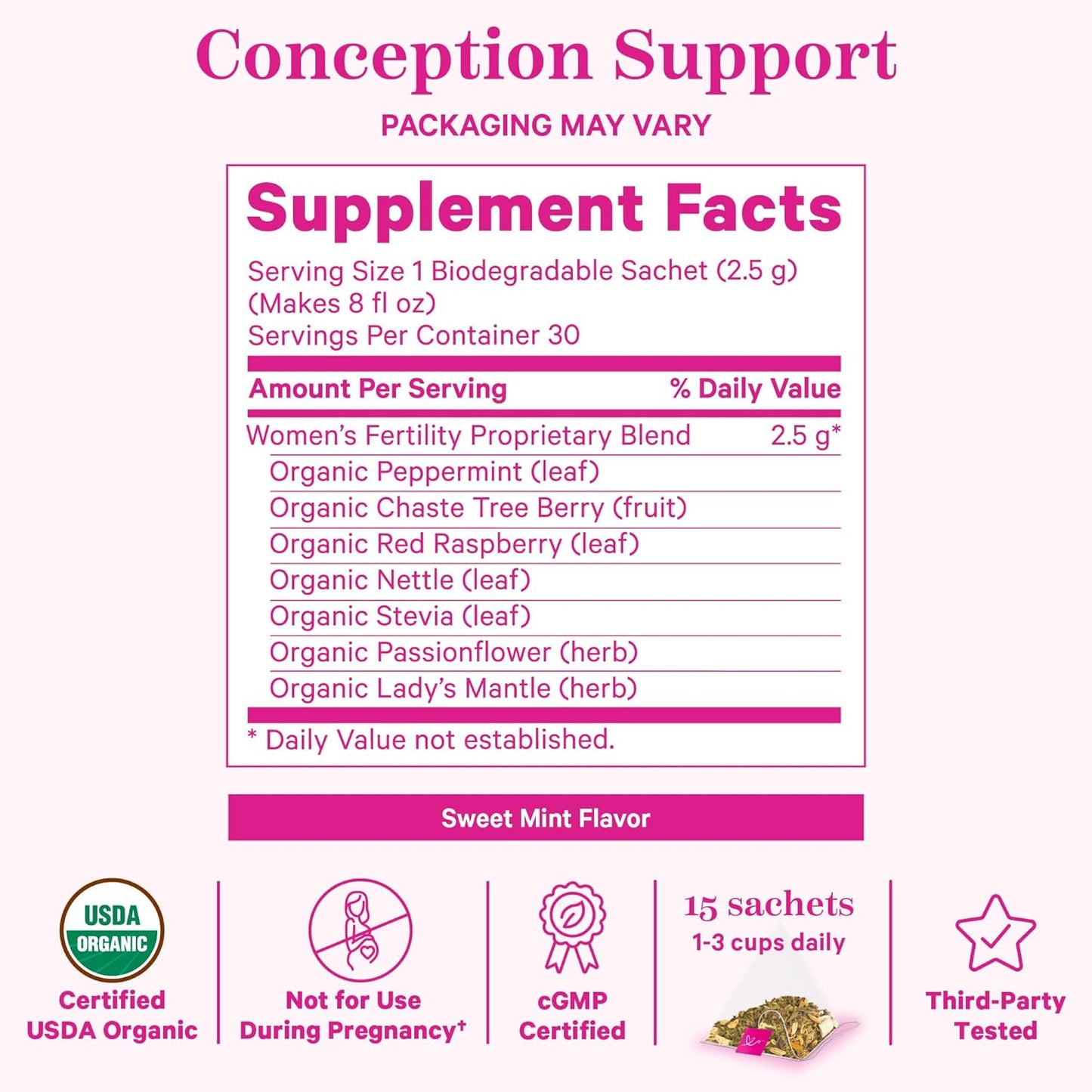 organic-fertility-tea-for-women---supports-conception-hormone-balance-with-chaste-tree-berry-mint-and-red-raspberry-leaf---caffeine-free---sweet-mint-flavor---15-sachets-7