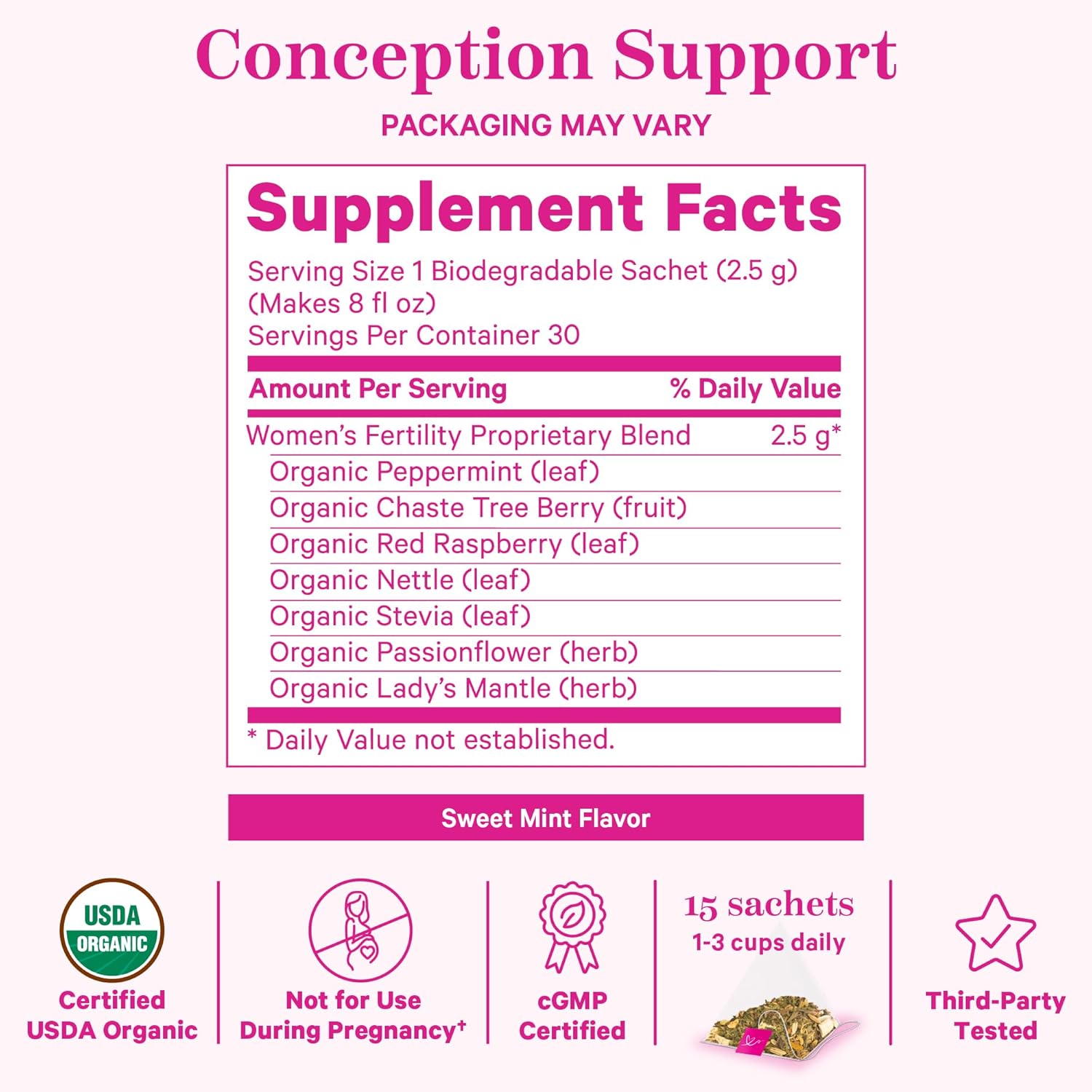 organic-fertility-tea-for-women---supports-conception-hormone-balance-with-chaste-tree-berry-mint-and-red-raspberry-leaf---caffeine-free---sweet-mint-flavor---15-sachets-7