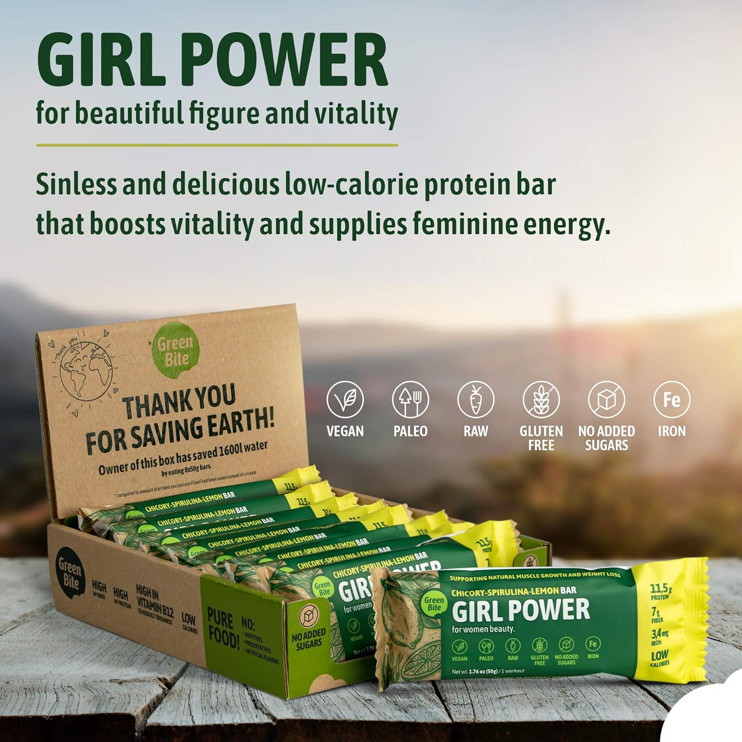 green-bite-girl-power-protein-bars-low-calorie-high-protein-meal-replacement-bars-for-best-figure---vegan-iron-rich-no-sugar---chicory-spirulina-lemon-flavor-pack-of-8-3