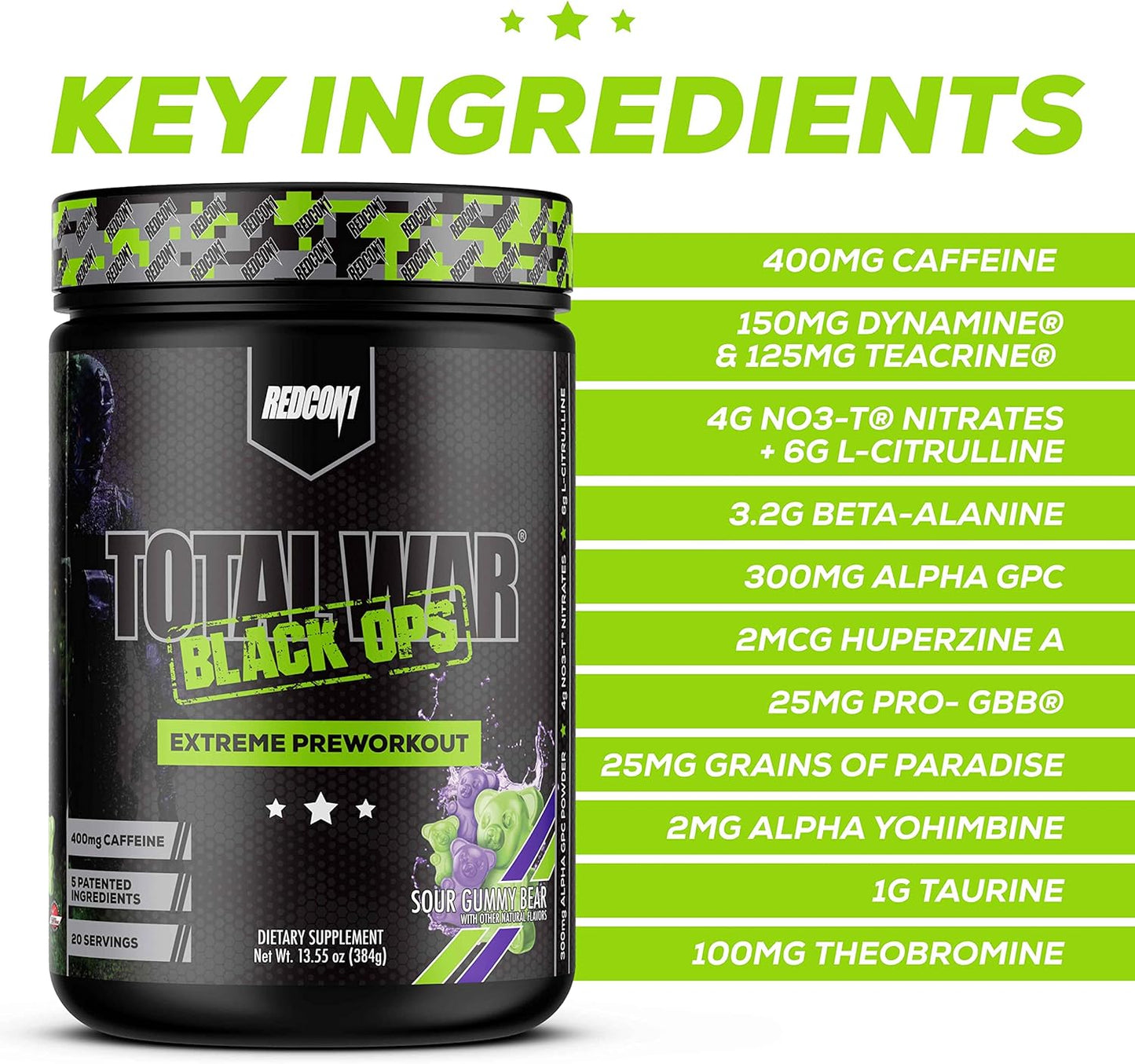 redcon1-total-war-black-ops-extreme-preworkout-powder---sour-gummy-bear-flavor---high-stimulant-with-400mg-caffeine---no3-t-nitrates-l-citrulline-for-increased-blood-flow-and-muscle-pumps---20-servings-6