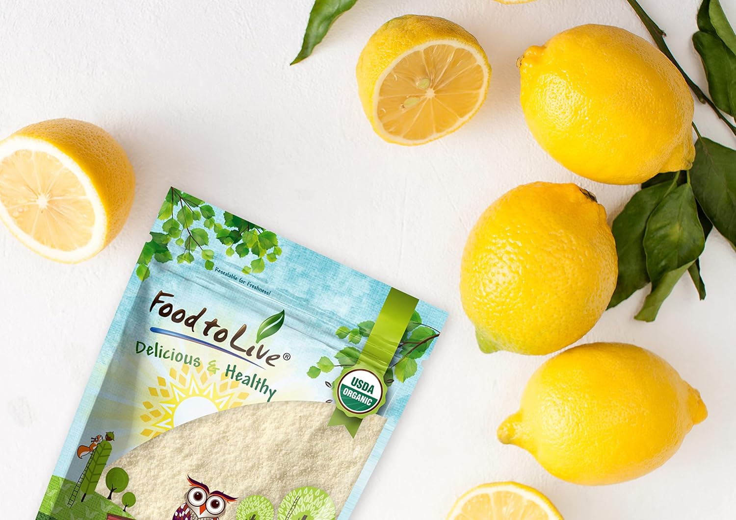 Organic Lemon Powder 8 oz - Non-GMO, Unsulfured, Raw Dried Citrus Fruit, Vegan, Bulk, Ideal for Baking, Juices, Smoothies, Yogurts - Contains Maltodextrin, No Sulphites - Espot.com.au