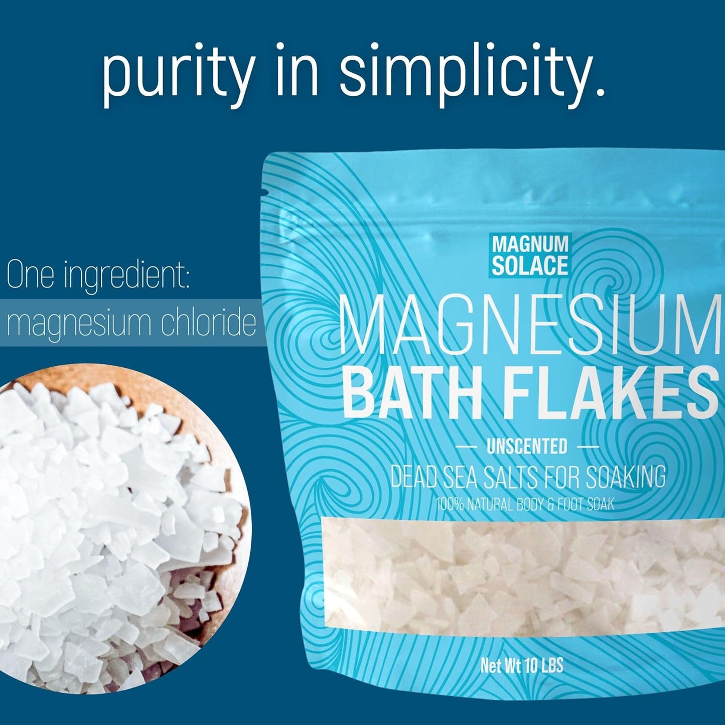 Pure Unscented Magnum Solace Magnesium Bath Flakes and Cream - Ultimate Relaxation and Recovery - Espot.com.au