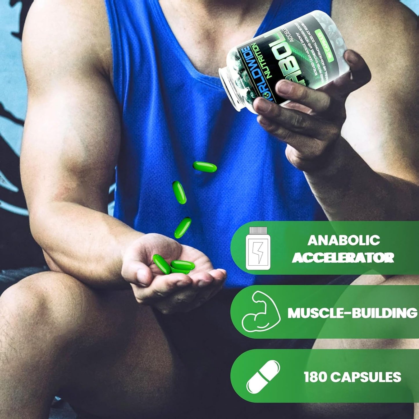 Anabolic Accelerator Vitamin Supplement for Men - Boost Growth, Strength & Energy - Muscle Builder & Cortisol Blocker - 180 Count - Espot.com.au