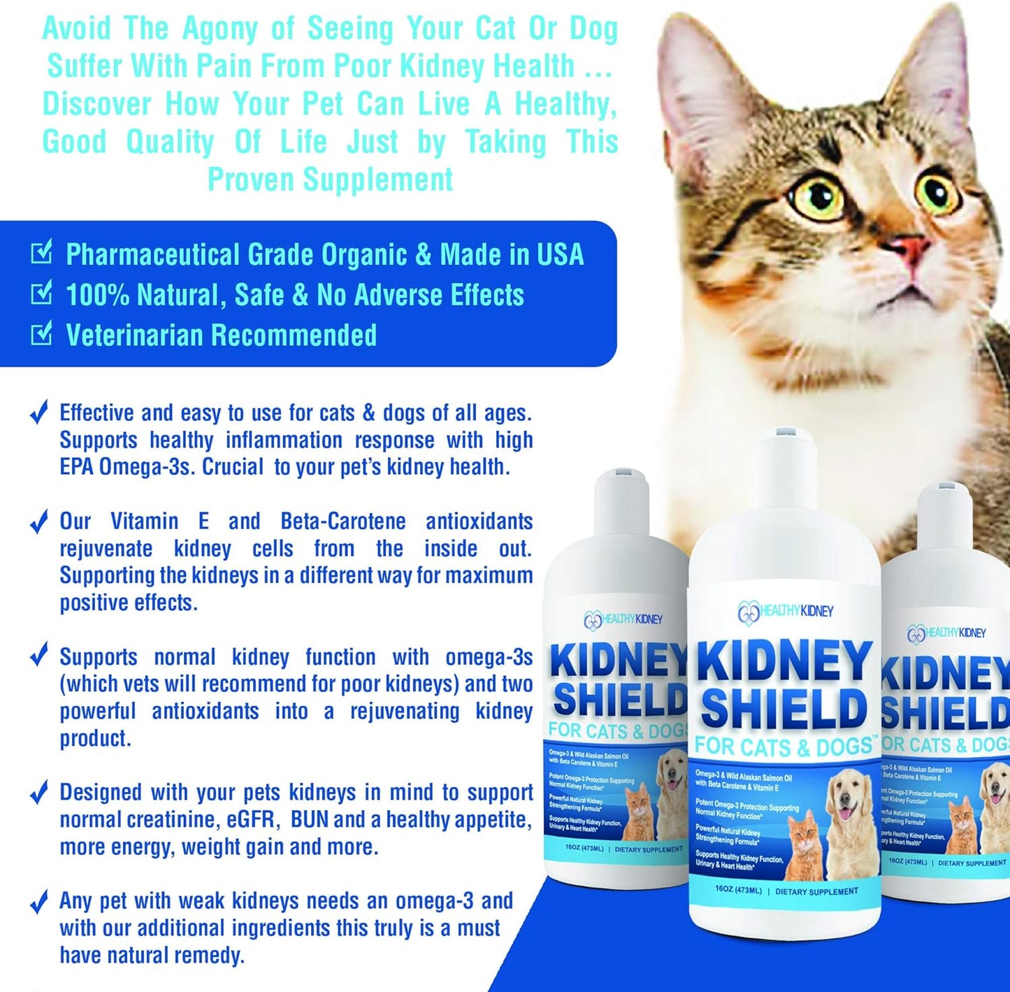 Pet Kidney Support Supplement for Dogs and Cats - Renal Health Formula to Restore Normal Kidney Function, Detox, and Cleanse Urinary Tract - Improve Overall Kidney Health and Vitality of Pets - Espot.com.au