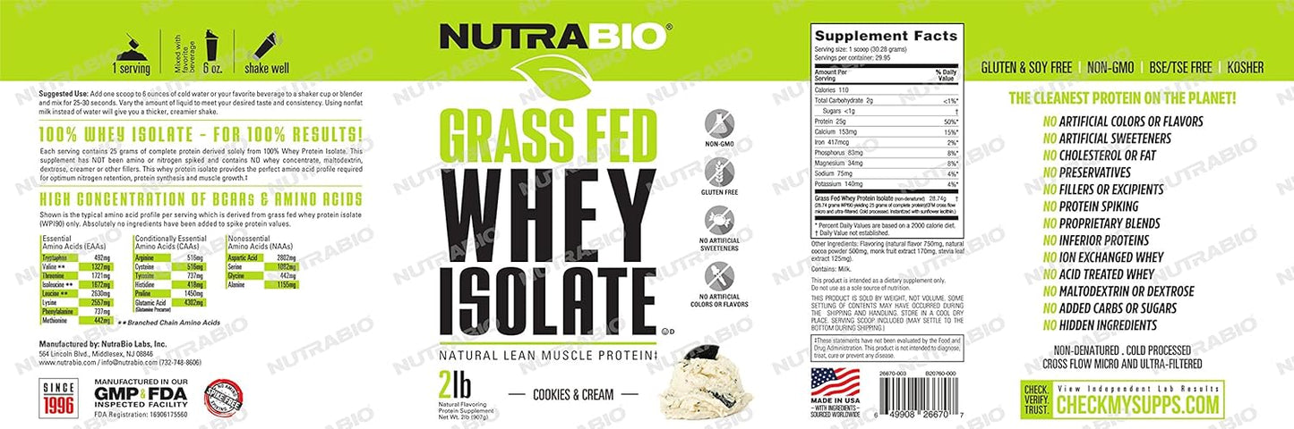 cookies-cream-grass-fed-whey-isolate-protein-powder---25g-protein-per-serving---sugar-free-lean-muscle-supplement---2lb-29-servings-2
