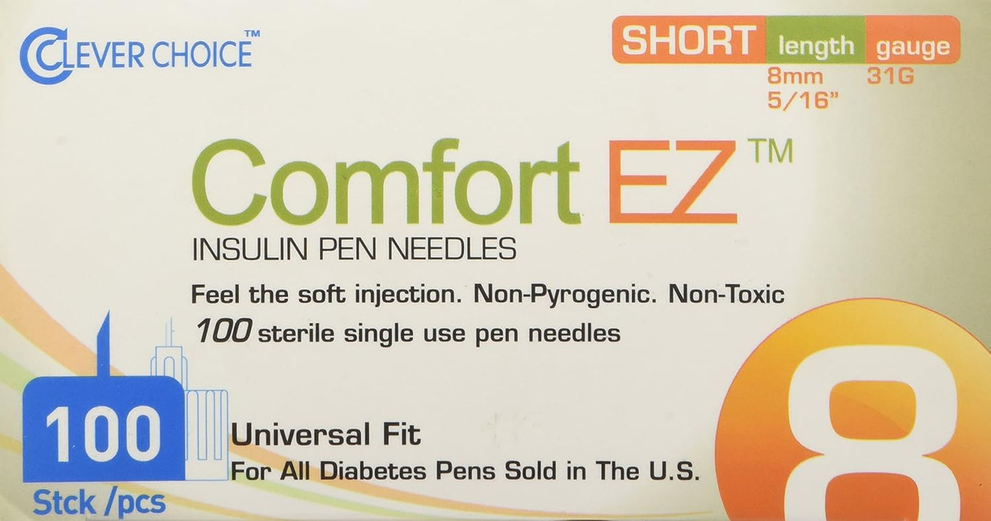 comfortez-insulin-pen-needles-31g-8mm---100-count-box---clever-choice---comfortable-injection-experience-5