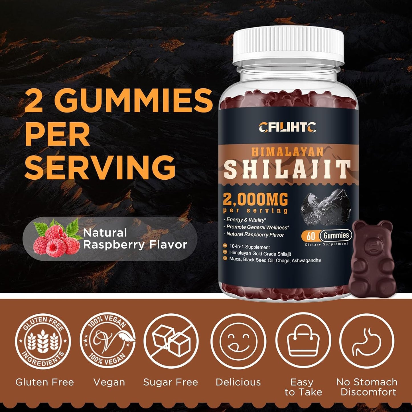organic-shilajit-gummies-2000mg-with-85-trace-minerals---pure-himalayan-resin-for-energy-immunity-ashwagandha-maca-black-seed-oil-sugar-free-raspberry---men-women-60ct-6