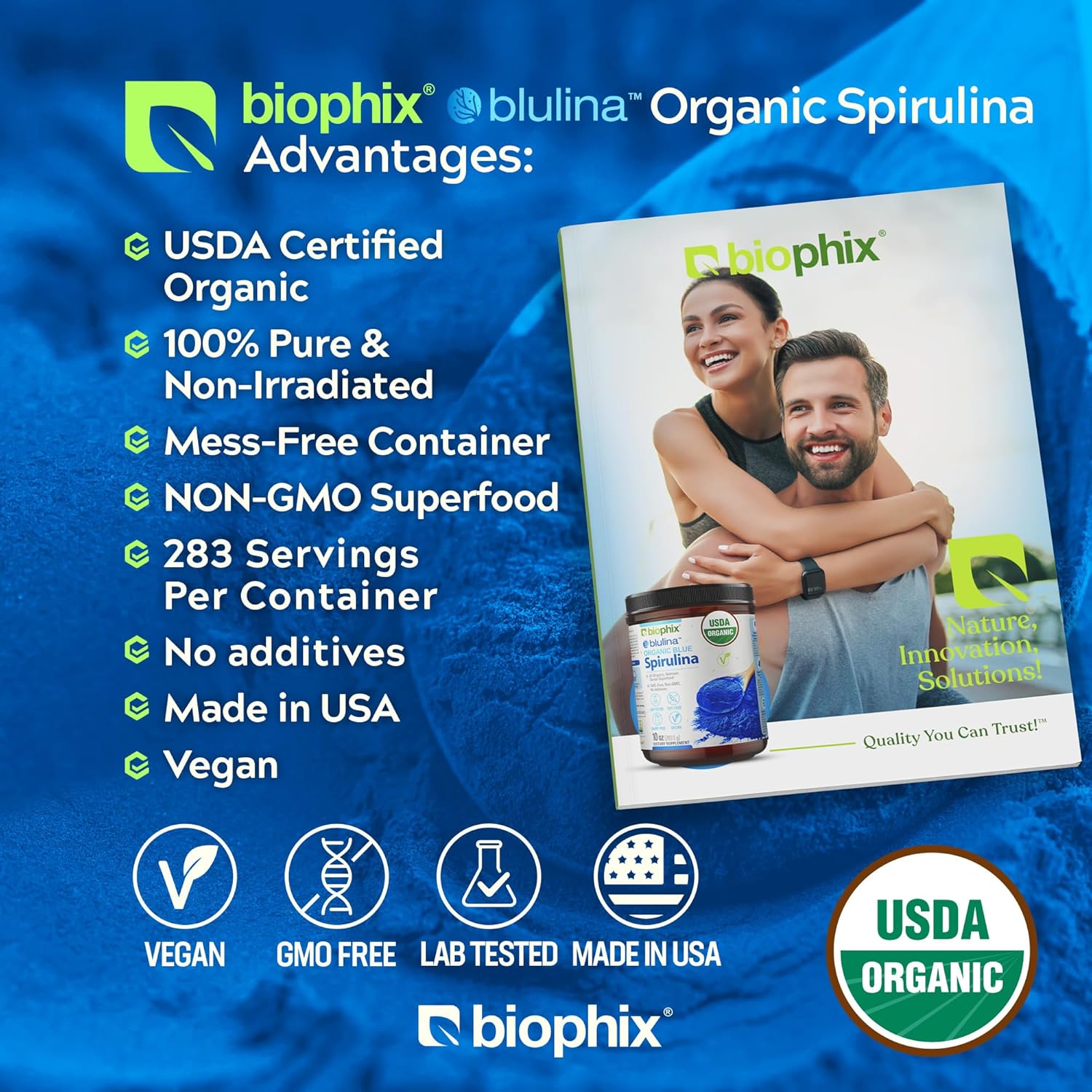 Organic Blue Spirulina Powder - 10 oz - 283 Servings of Superfood Supplement - Natural Blue Pigment - Pure Organic Blue Algae Powder - Espot.com.au