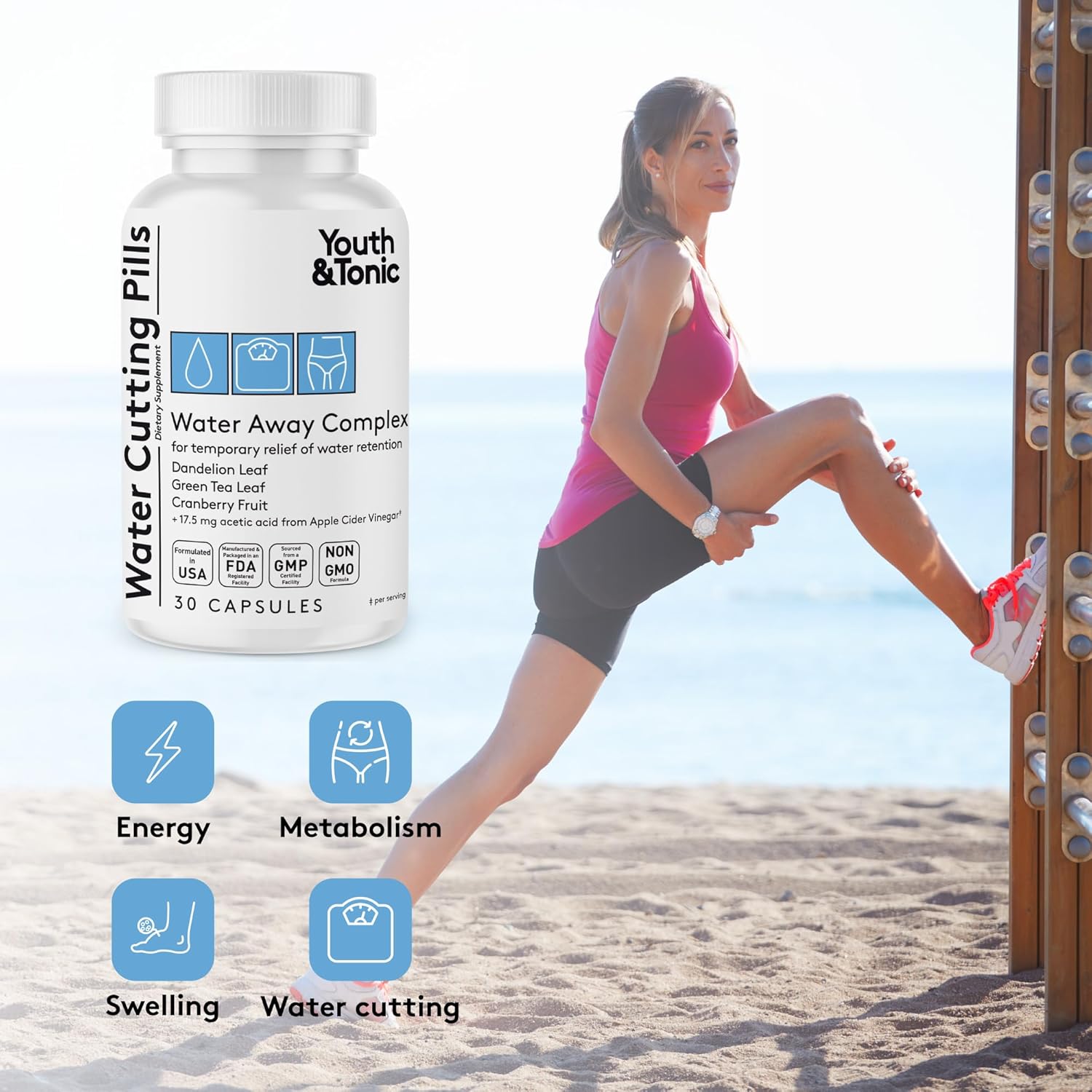Natural Diuretic Complex Pills for Men & Women - Reduces Water Retention, Swelling, Puffiness in Legs, Arms, & Eyes - 30 Capsules - Espot.com.au