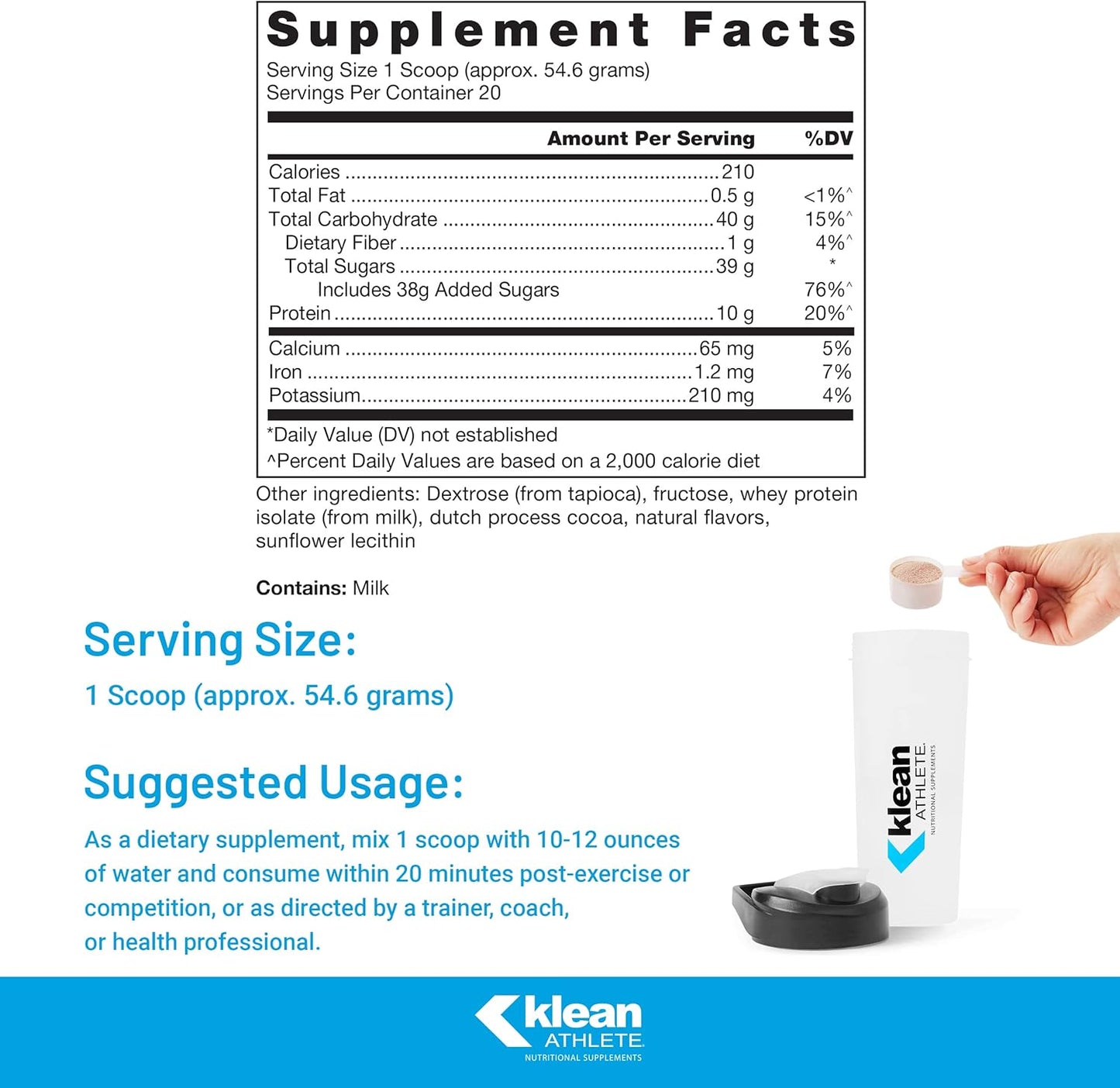 nsf-certified-klean-recovery-milk-chocolate-powder---385-oz---muscle-recovery-post-exercise---athlete-approved-2
