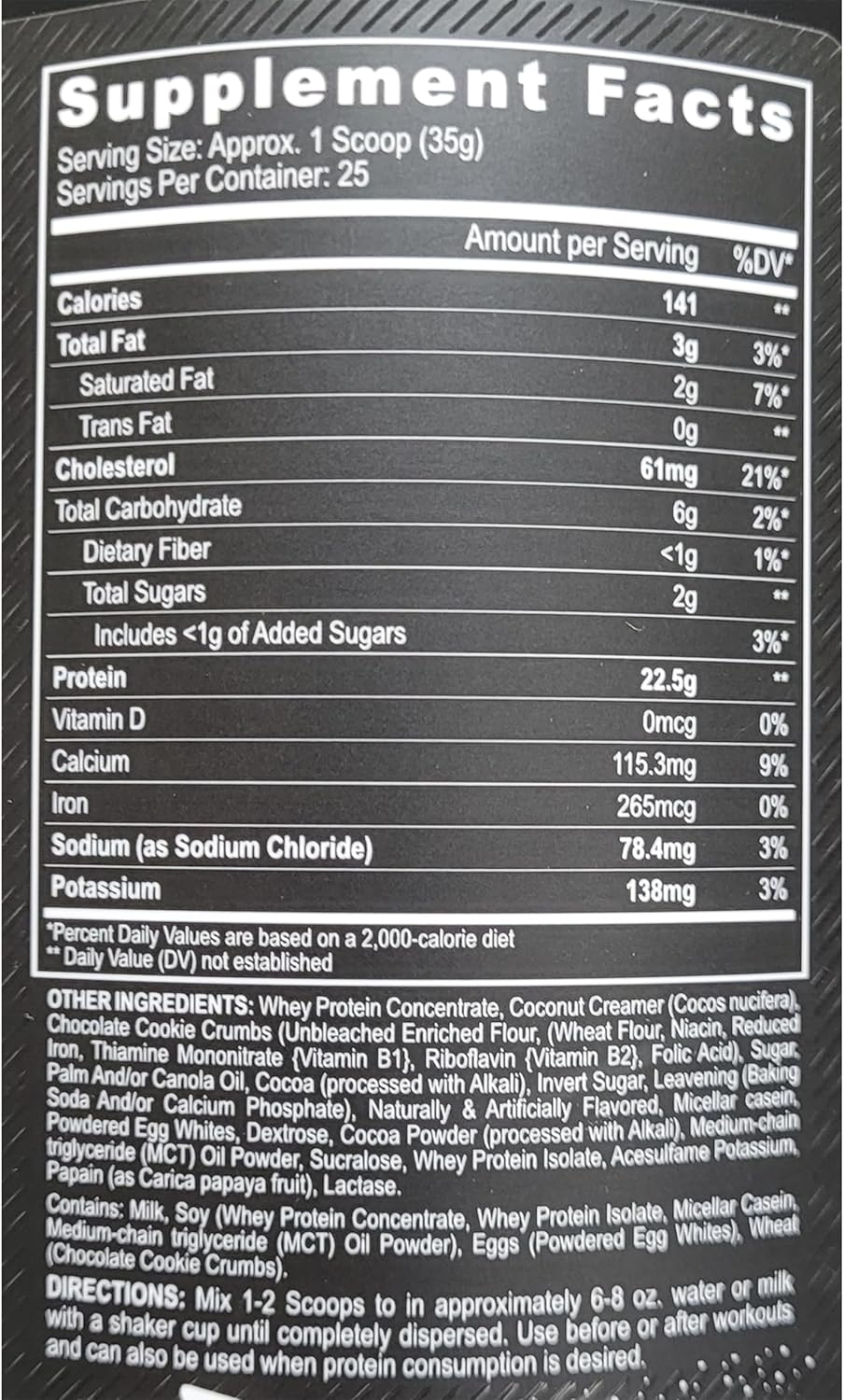 Black Magic Supply Multi-Source Protein Powder - Pre & Post Workout Blend - 2LB - 23g Protein - Whey, Egg Albumin, Micellar Casein, MCTs - Cookies & Cream Flavor - Espot.com.au