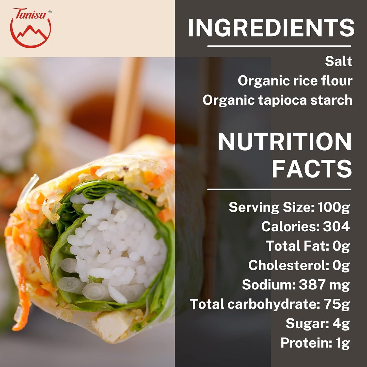 38 Sheets Tanisa Organic Rice Paper Wrappers, 22cm, 12 oz - Low Carb Tortilla, Spring Roll Wrappers, Gluten Free Wraps - Non GMO Banh Trang Goi Cuon - Espot.com.au