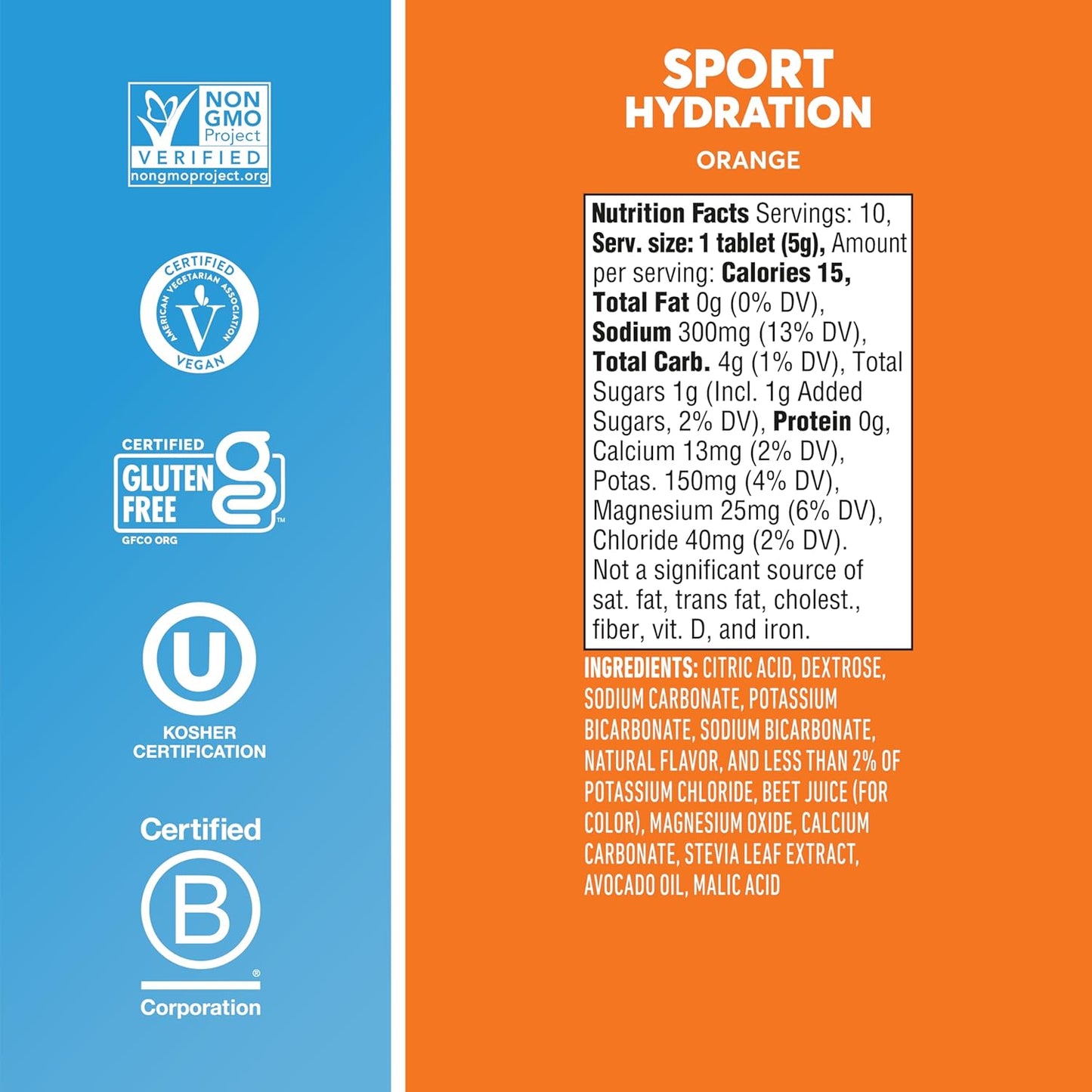 Nuun Sport Electrolyte Tablets - Orange Flavor, Dissolvable in Water, Hydration Drink Mix with 5 Essential Electrolytes, Vegan, Non-GMO - 8 Pack (80 Servings) - Espot.com.au