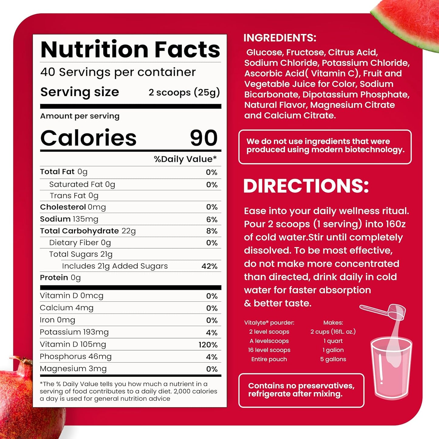 Isotonic Electrolyte Hydration Powder Mix, Gluten Free Fruit Punch Drink Mix - 35 oz. - Espot.com.au