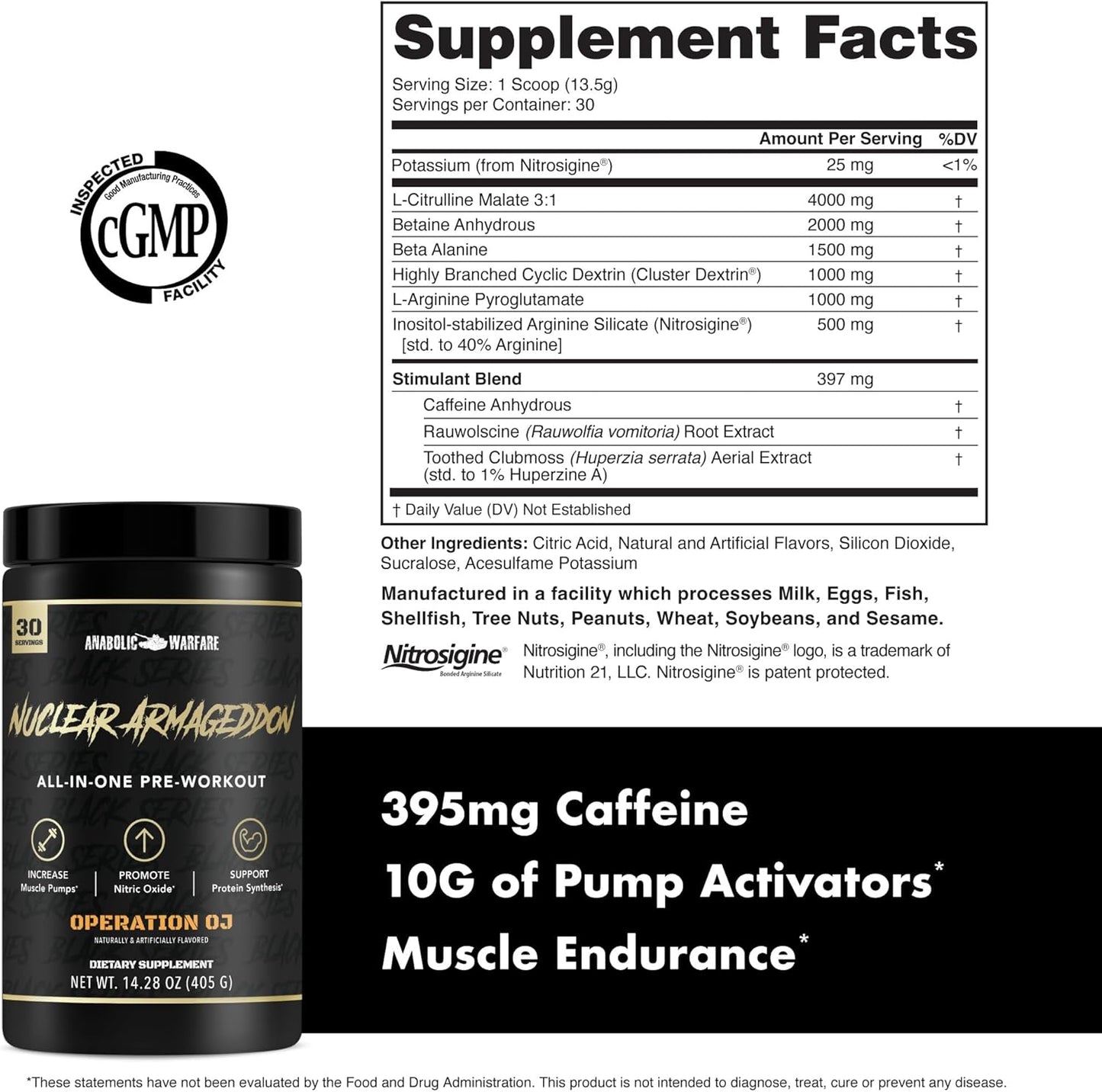 Nuclear Armageddon Pre-Workout Powder - L-Citrulline, Beta Alanine, Caffeine - Orange Juice Flavor - 30 Servings for Men & Women - Espot.com.au