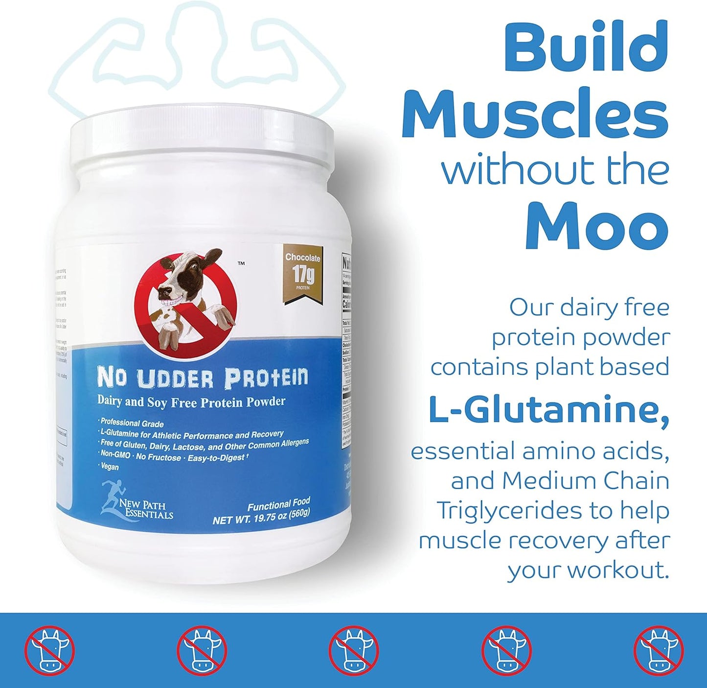 Chocolate Vegan Protein Powder | No Udder Protein | 17g Protein | Soy Free | 1lb Size - Espot.com.au