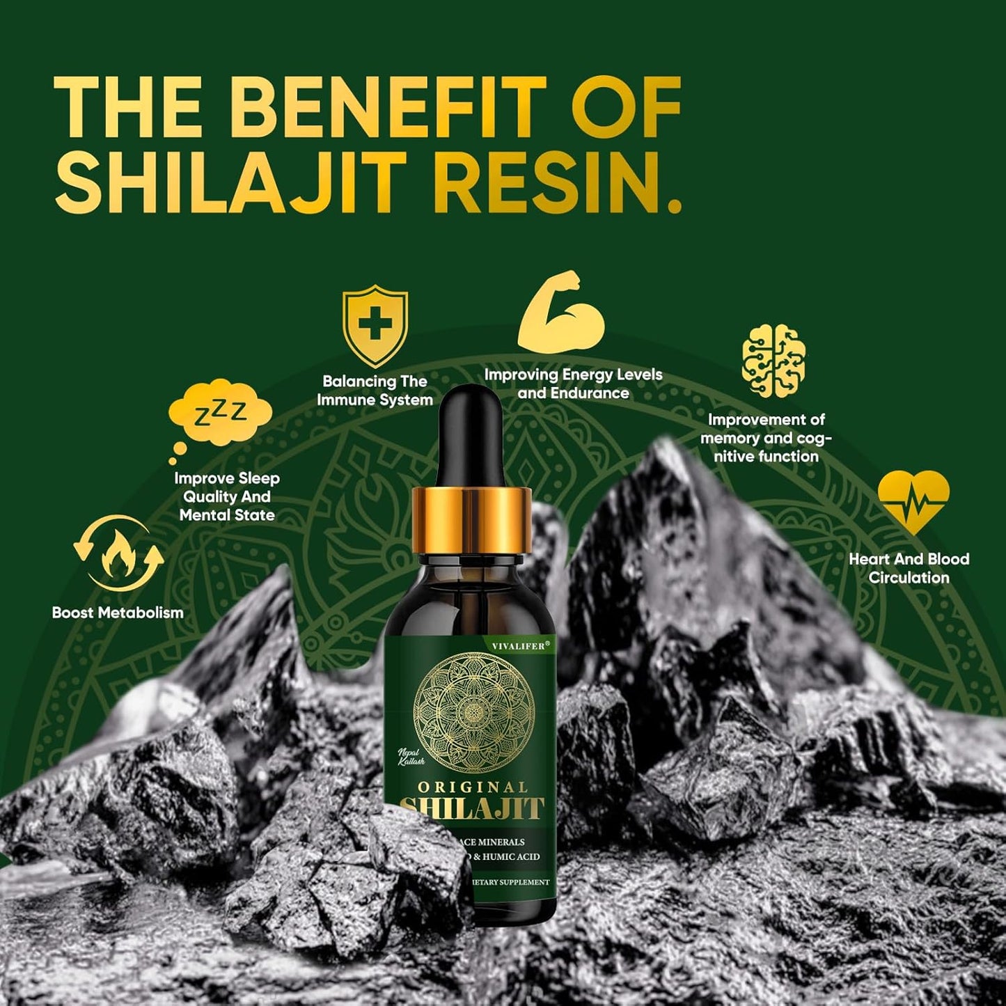 Pure Shilajit Resin Liquid Drops with 85+ Trace Minerals - Brain Booster, Energy & Immune Support - 2oz Bottle - 60 Day Supply - Espot.com.au
