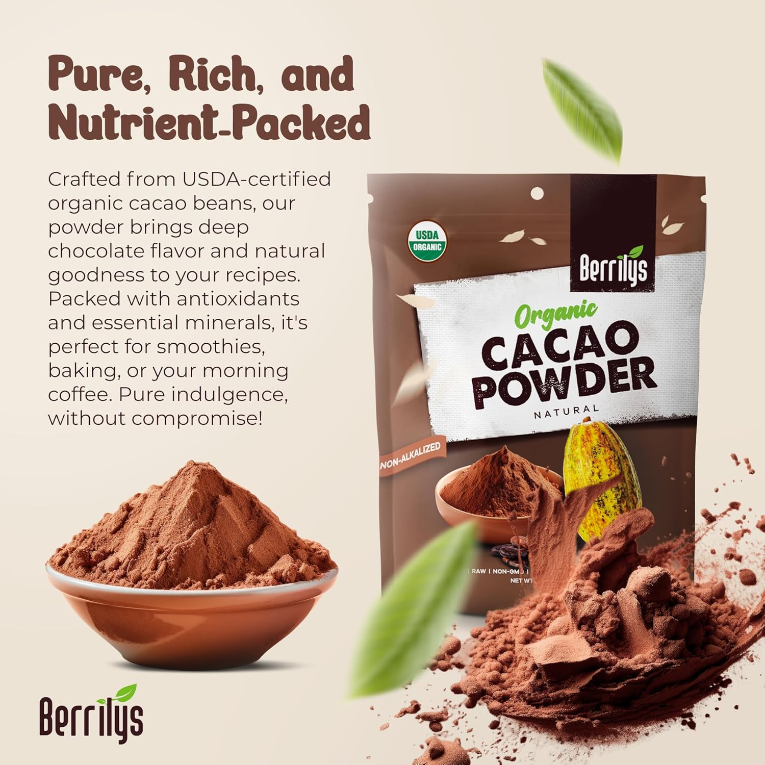 usda-certified-organic-cacao-powder---non-alkalized-natural-cocoa-for-smoothies-baking-beverages---16-oz-2