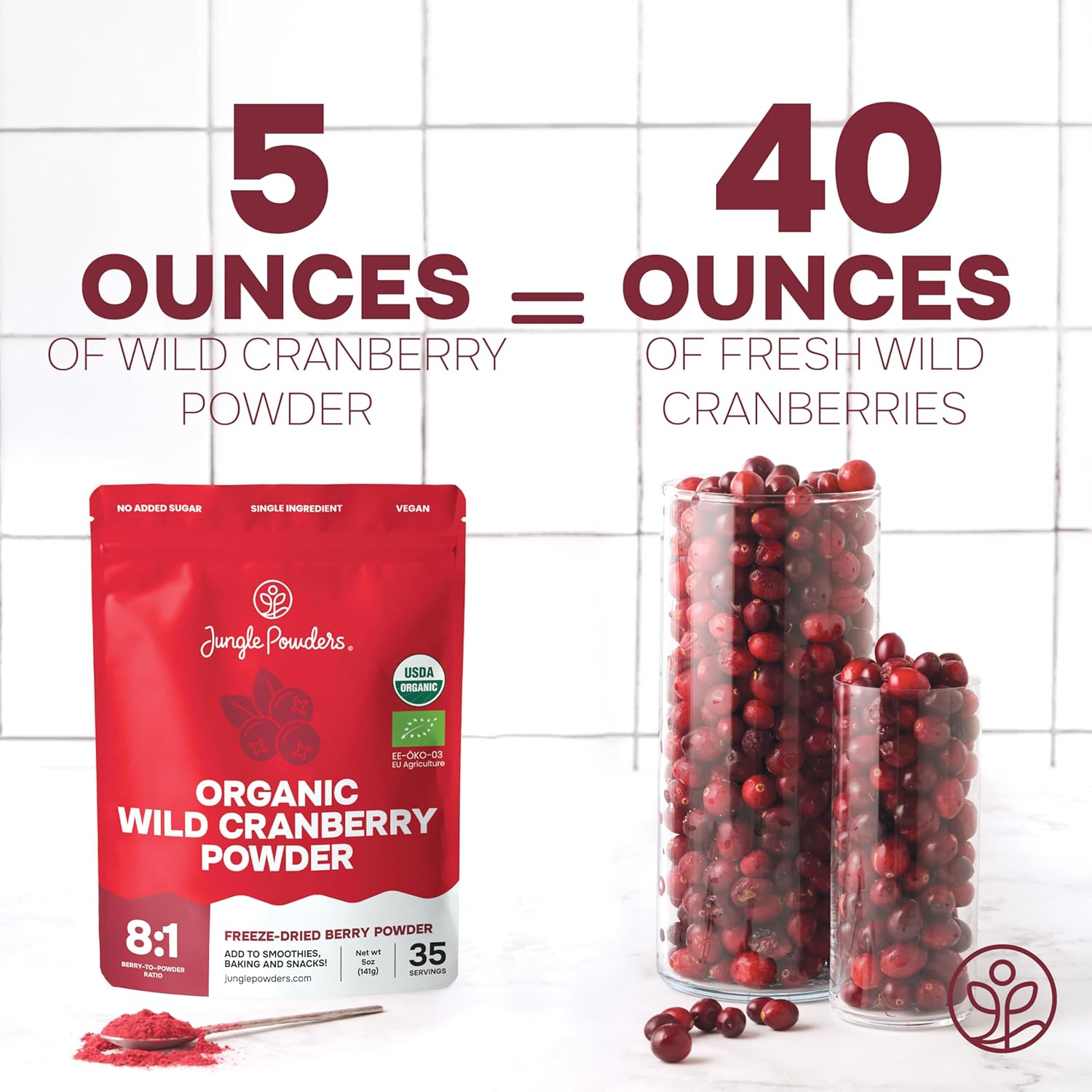 Organic Wild Cranberry Powder - 5 Ounces, USDA Certified Freeze Dried Superfood Extract from Whole Berries for Baking, Smoothies, Flavoring - Additive Filler Free - Espot.com.au