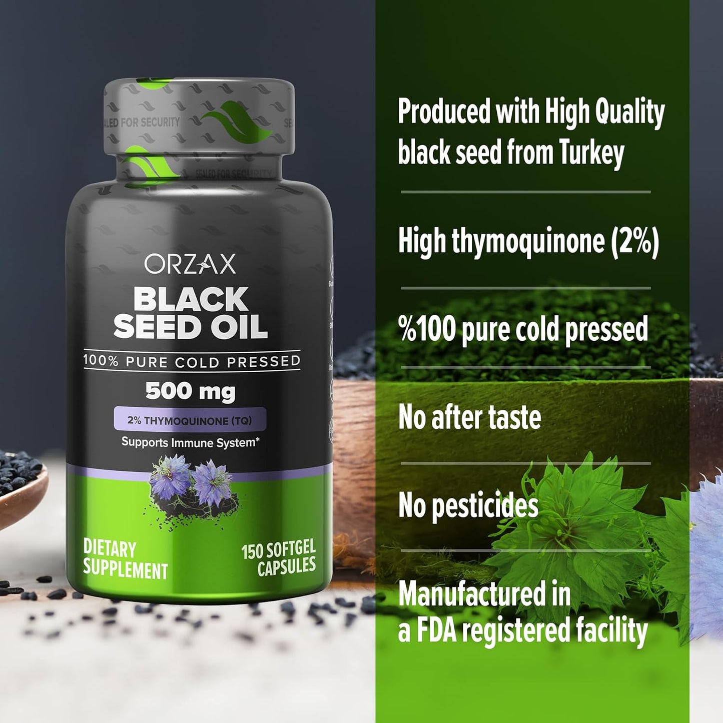 100-pure-cold-pressed-black-seed-oil-softgel-capsules---non-gmo-rich-in-omega-3-6-9-thymoquinone---for-immune-support-hair-skin-face---500mg-150-count-3